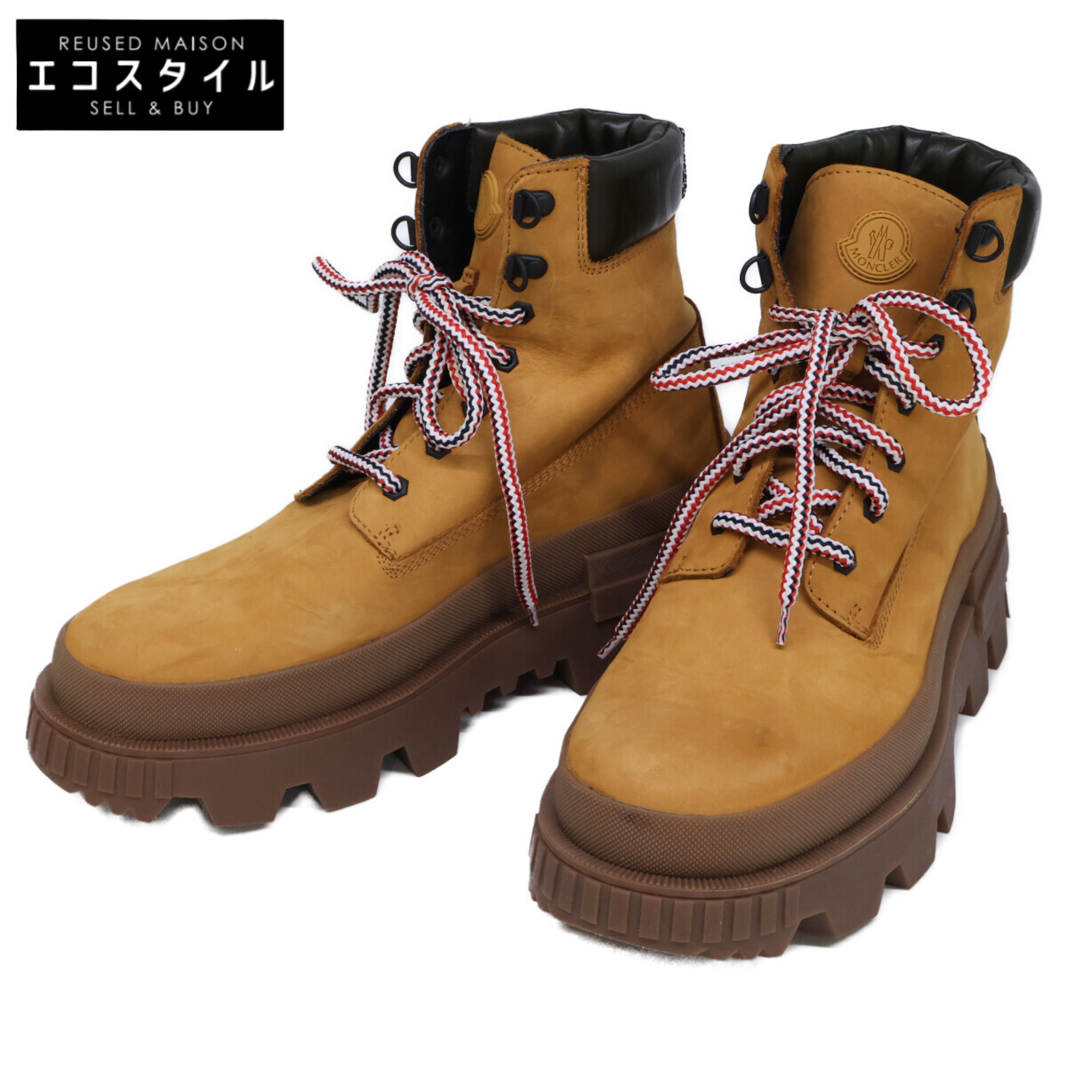 MONCLER モンクレール MON CORP ﾚｰｽｱｯﾌﾟﾌﾞｰﾂ シューズ 41 ブラウン メンズ 【中古】