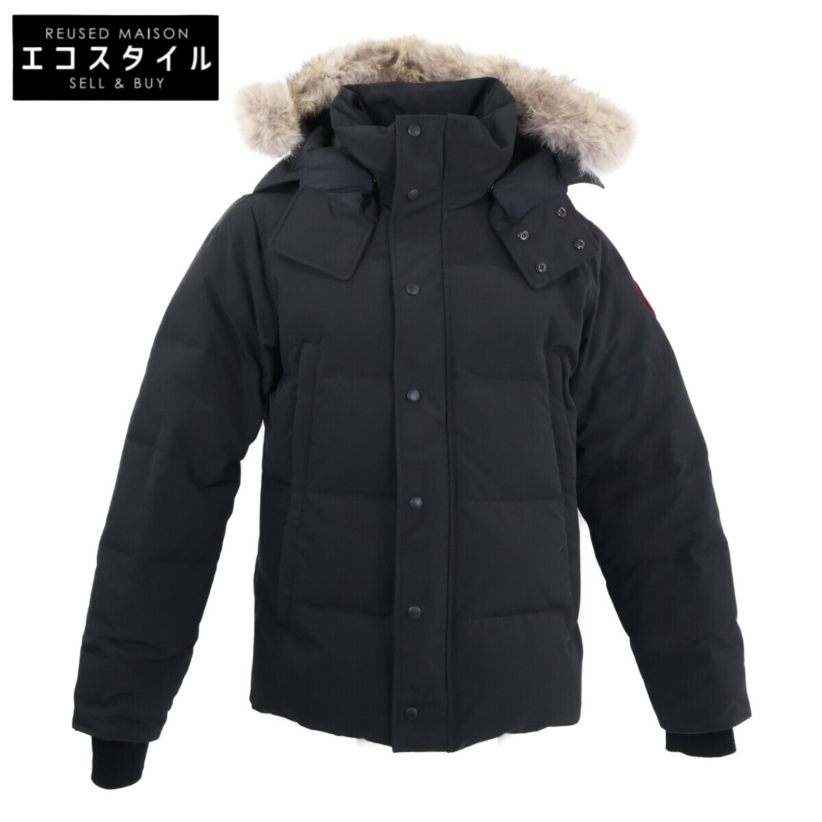 CANADA GOOSE カナダグース 国内正規 3808MA コヨーテファー ウィンダムパーカ ダウンジャケット ジャケット L ブラック メンズ 【中古】