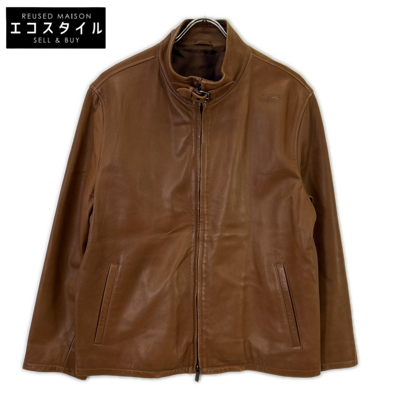 Ermenegildo Zegna エルメネジルドゼニア LPKNG-J04 赤銅色 シングルライダース イタリア製 上衣   赤銅色 メンズ 【中古】