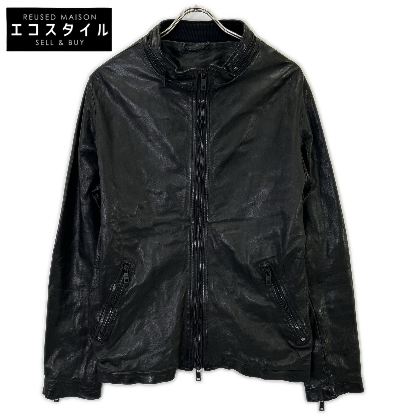 GIORGIOBRATO ジョルジオブラット GU18S8681B ﾌﾞﾗｯｸ ｼｰﾌﾟｽｷﾝ ﾗﾑﾚｻﾞｰ ﾌﾞﾙｿﾞﾝｼﾞｬｹｯﾄ 上衣 48 黒いこと メンズ 【中古】 コート・ジャケット-メンズファッション