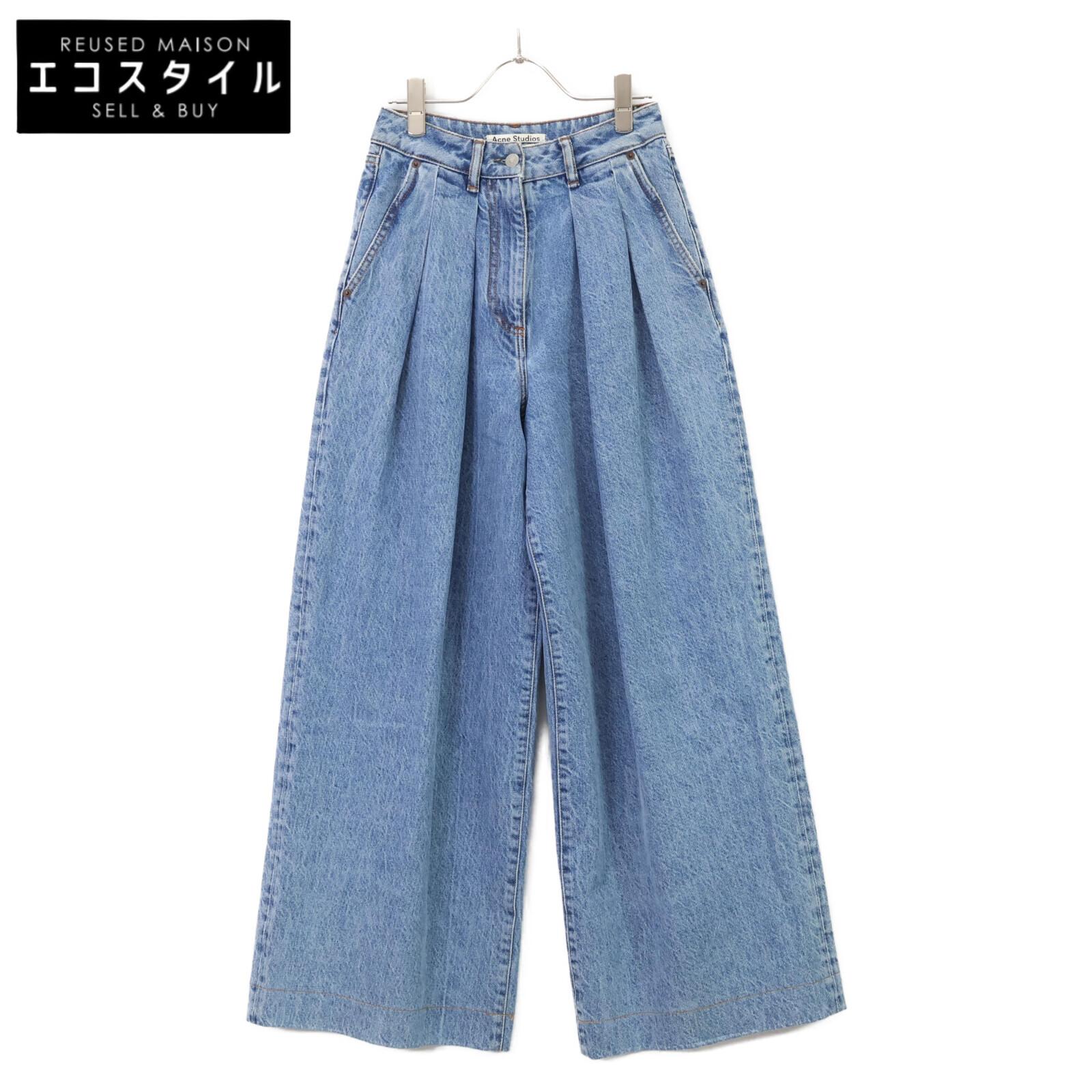 ACNE STUDIOS アクネ ストゥディオズ FW-WN-TROU000213 タック ワイド デニムパンツ ボトムス 34 ブルー レディース 【中古】 19,995円