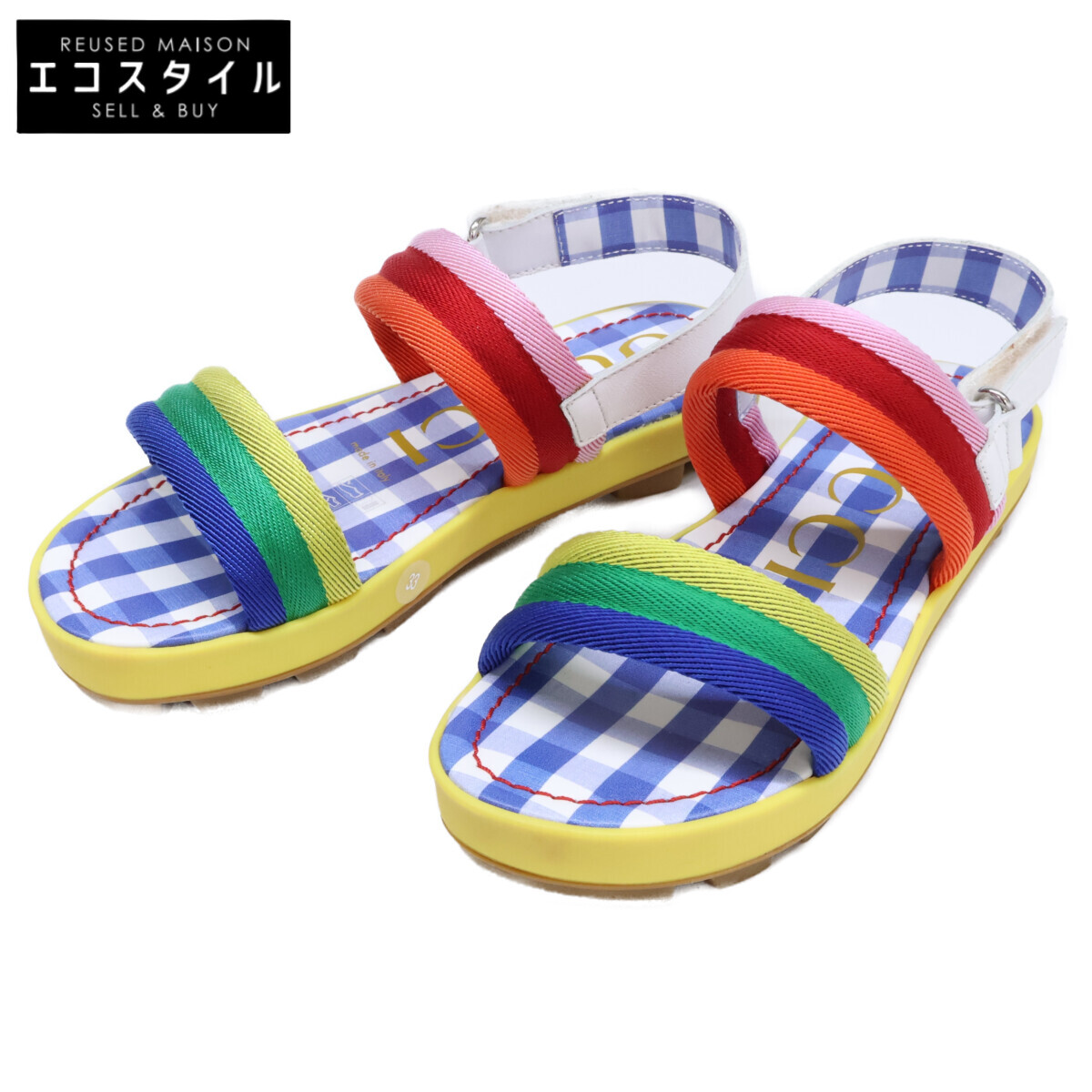 GUCCI グッチ 【美品】レインボーストラップ サンダル シューズ 33 マルチ色合い レディース 【中古】