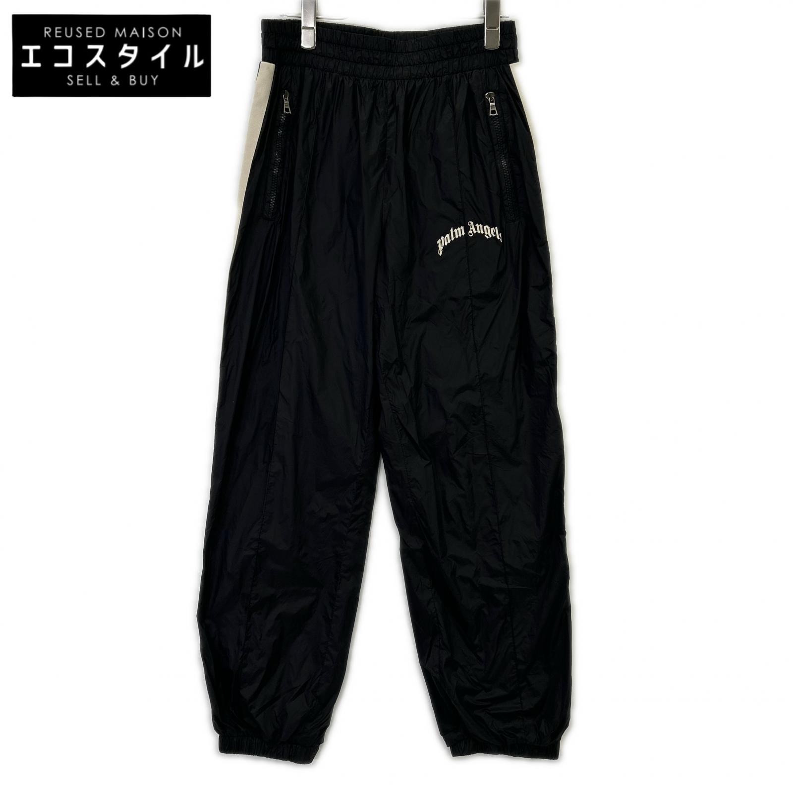 Palm Angels パームエンジェルス PMCA179S25FAB001 ﾌﾞﾗｯｸ ｶｰﾌﾞﾛｺﾞ ﾅｲﾛﾝ ﾄﾗｯｸﾊﾟﾝﾂ ボトムス XS 黒いこと メンズ 【中古】