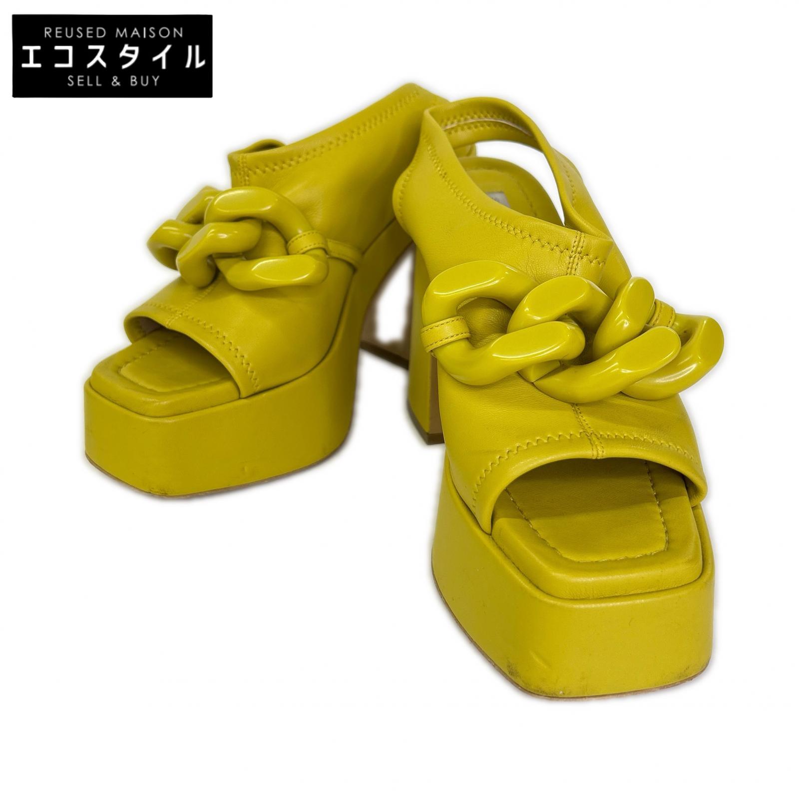 STELLA McCARTNEY ステラマッカートニー チェーン店 チャンキーヒール サンダル シューズ 36 黄色 レディース 【中古】