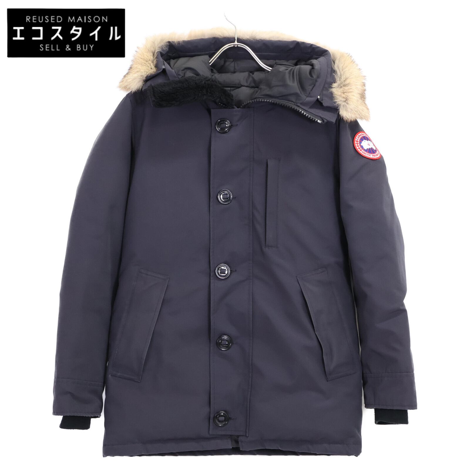 CANADA GOOSE カナダグース 【国内正規(株)サザビーリーグ】3438JM Jasper Parka ジャスパーパーカ ファー付ダウンジャケット XS/TP ネイビー メンズ 【中古】|ブランドリユース エコスタイル