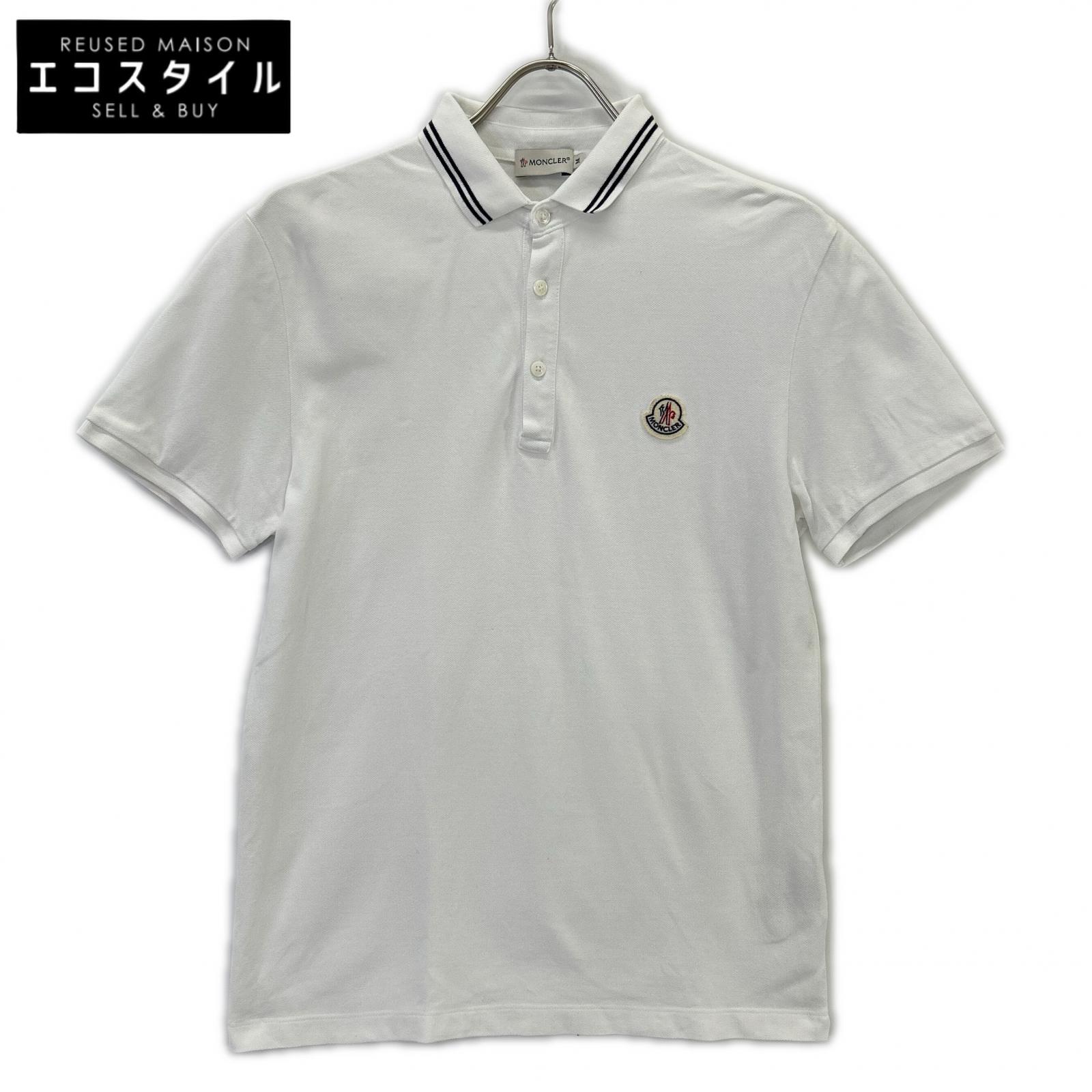 MONCLER モンク線路 白いこと ロゴタイプ 半袖スポーツシャツ トップス   M 白いこと メンズ 【中古】