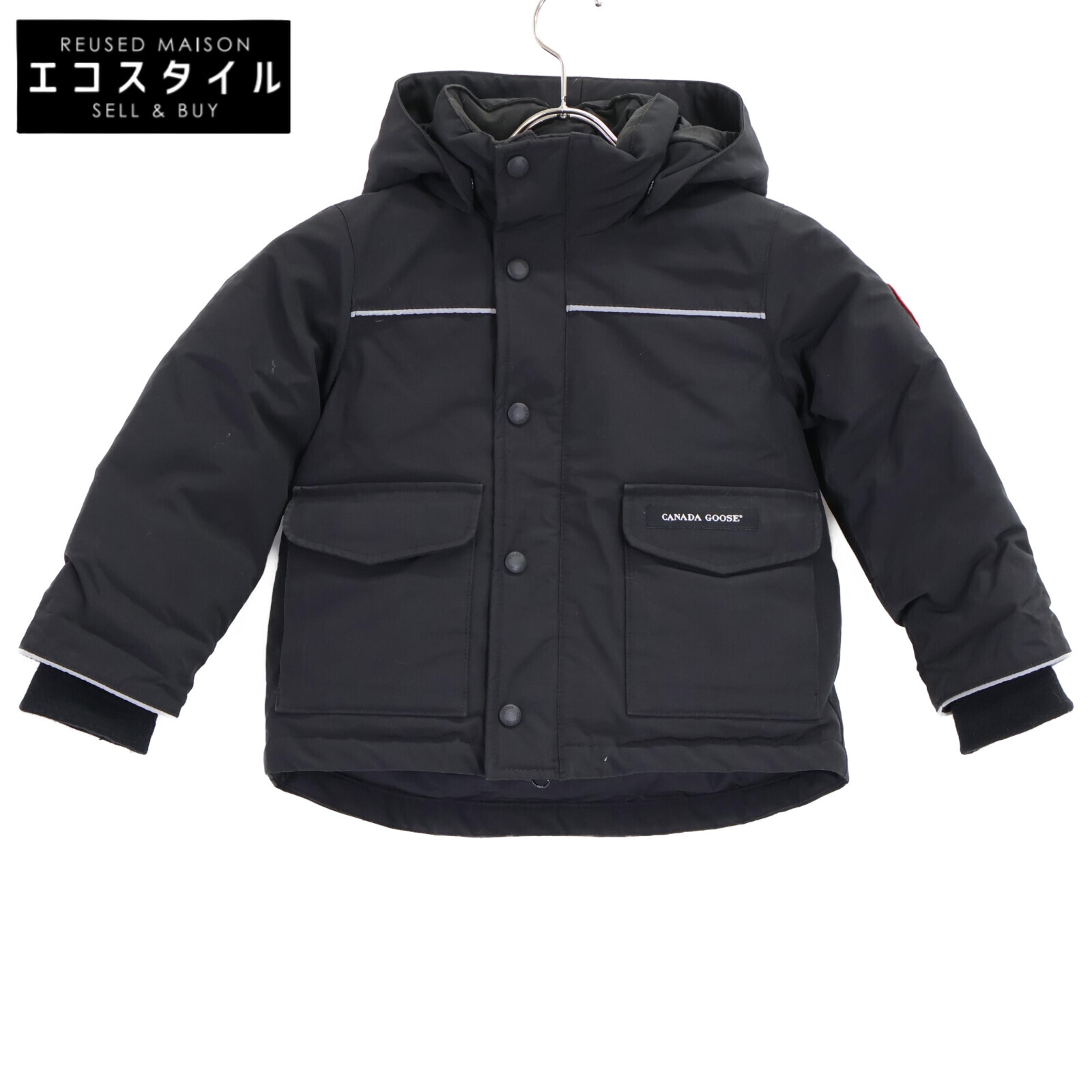 CANADA GOOSE カナダグース 【国内定め事（株）サザビー競技団体】4595K ボンネット付落ちこむ上衣 2-3 黒いこと キッズ 【中古】