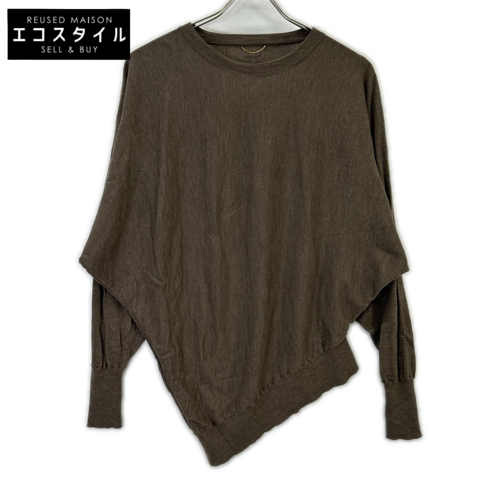 Deuxieme Classe ドゥーズィエムクラス アパルトモン別注 25年製 グレージュ 羊毛 WISH DOLMAN ASYMMETRY PULL OVER/編み物ティーシャツ トップス   グレージュ レディース 【中古】