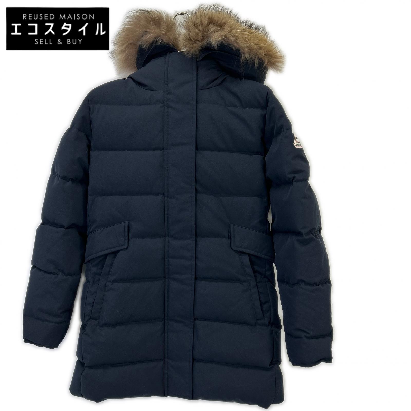 PYRENEX ピレネックス HWK037P4004WT3 米国海軍 GRENOBLE グルノーブル ジップアップ 毛革付き添い人 ナイロンダウンジャケット 上衣   38 米国海軍 レディース 【中古】