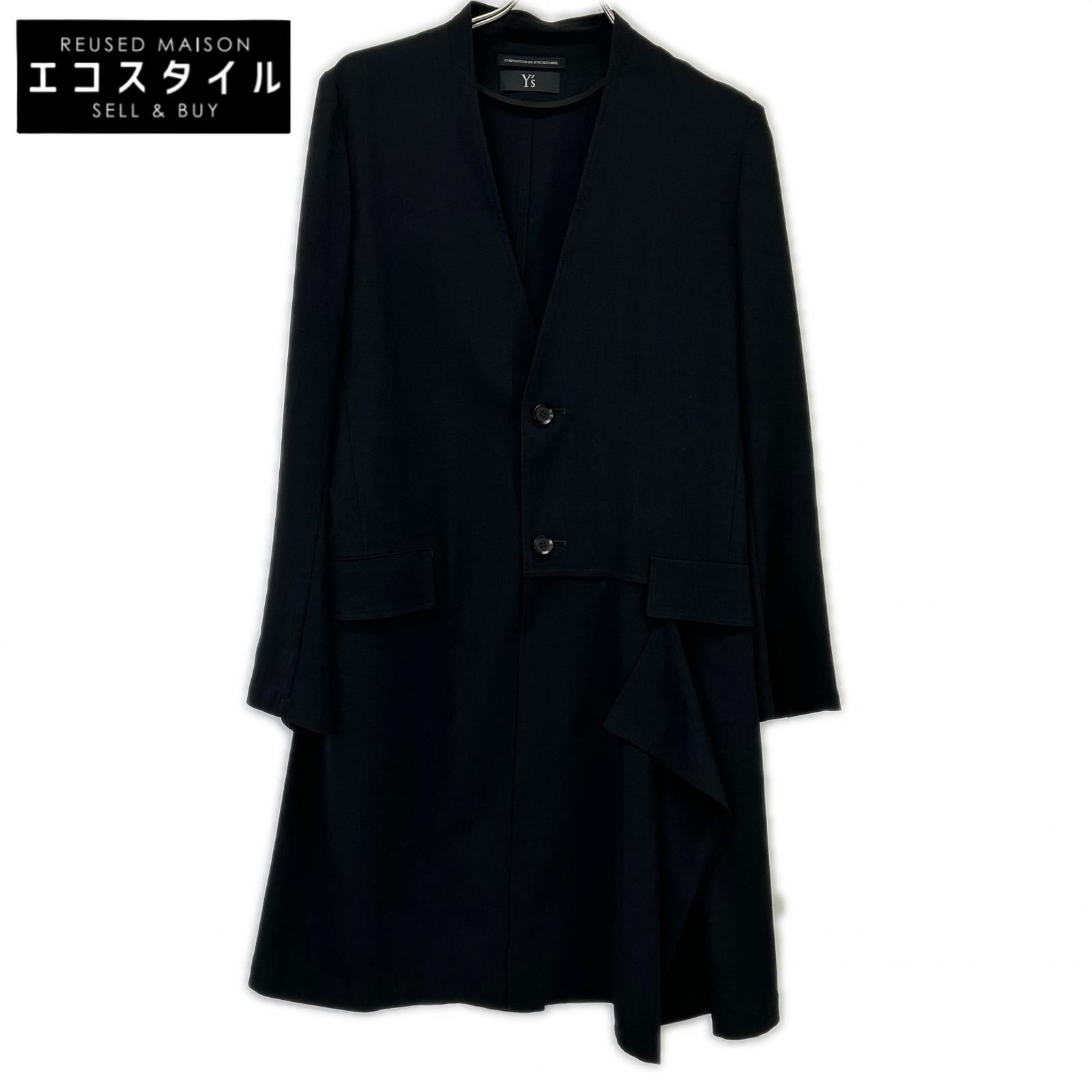 Y's ワイズ YJ-J02-500 ブラック 2B オープンカラー ロングジャケット ジャケット 1 ブラック メンズ 【中古】