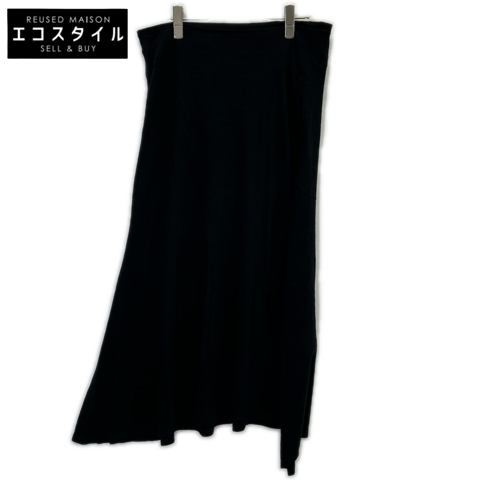 YOHJI YAMAMOTO +NOIR ヨウジヤマモトプリュスノアール NR-S03-109 黒いこと アシンメトリーデザイン サイドジップ ロングスコート スコート   2 黒いこと レディース 【中古】