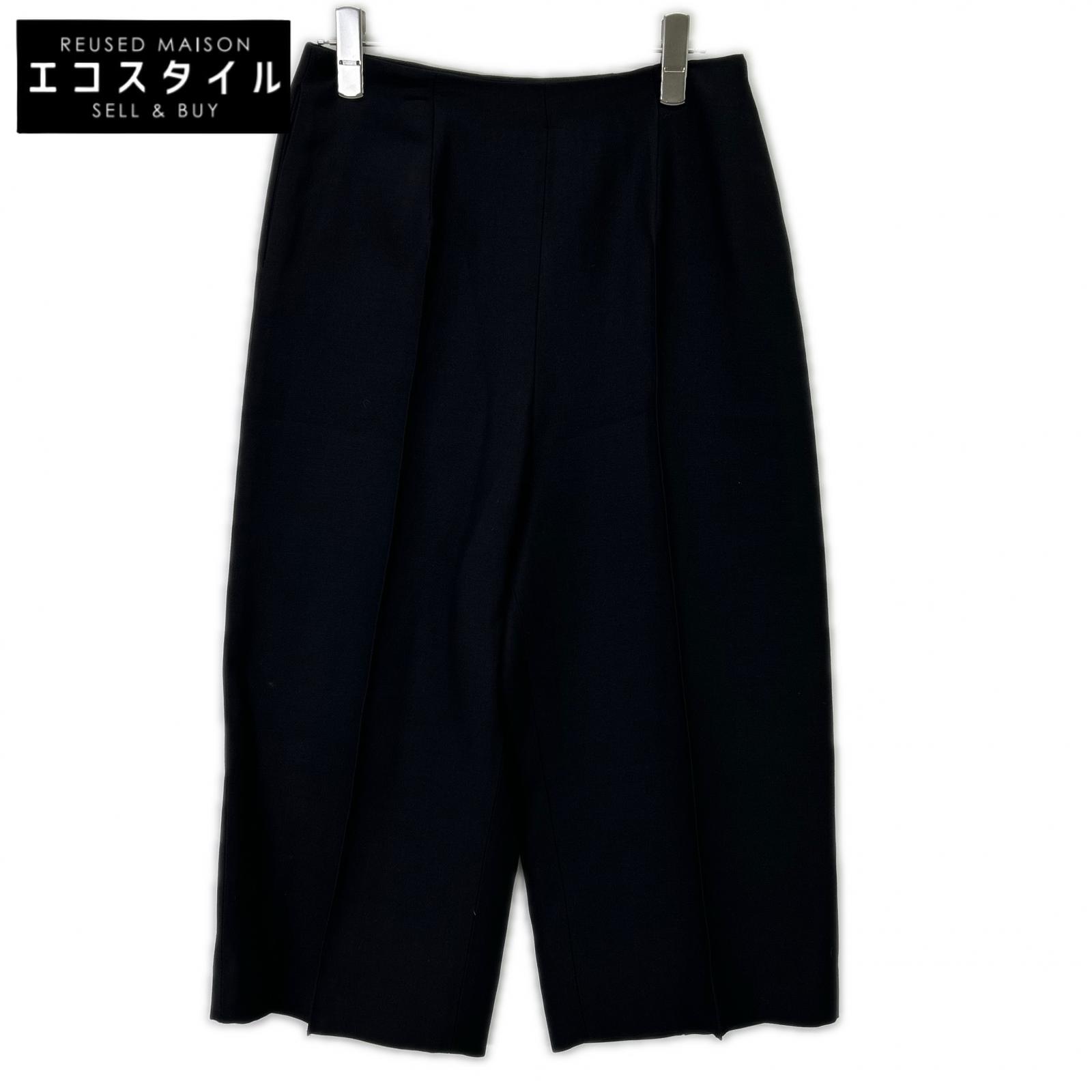 VALENTINO ヴァレンティノ P50201826-0001 ﾌﾞﾗｯｸ ｳｰﾙ×ｼﾙｸ ｾﾝﾀｰﾌﾟﾚｽ ｱﾝｸﾙﾜｲﾄﾞﾊﾟﾝﾂ ボトムス 38 ブラック レディース 【中古】
