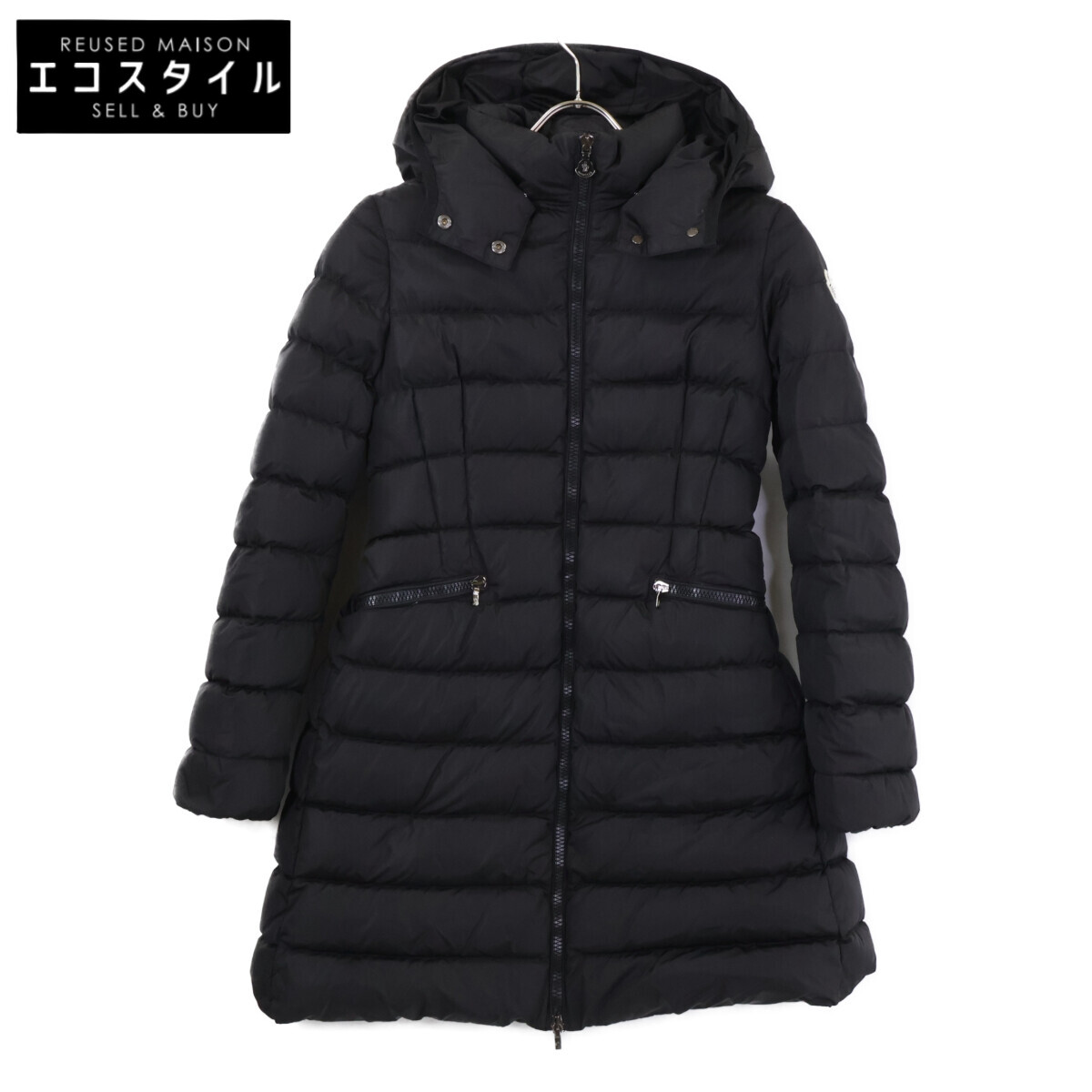 MONCLER モンクレール CHARPAL ロングダウン ジャケット 152cm ブラック レディース 【中古】