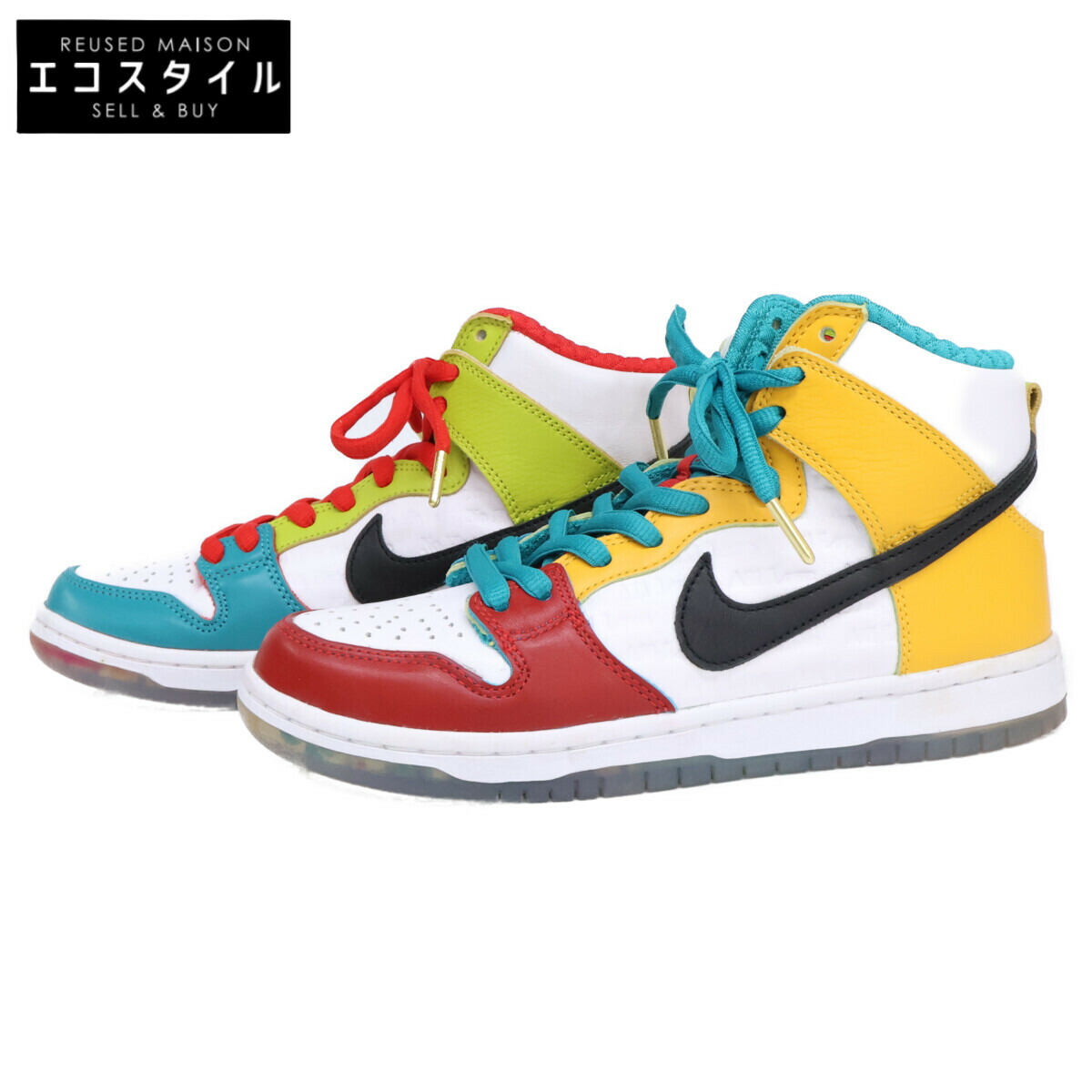 NIKE ナイキ 【新品負けず劣らず】DH7778-100 SB DUNK HIGH PRO QS FROSKATE ALL LOVE,NO HATE スケートボーディング ダンク ご機嫌 労働者階級 スニーカー シューズ   US7 WHITE/METALLIC GOLD-UNIVERSITY RED メンズ 【中古】