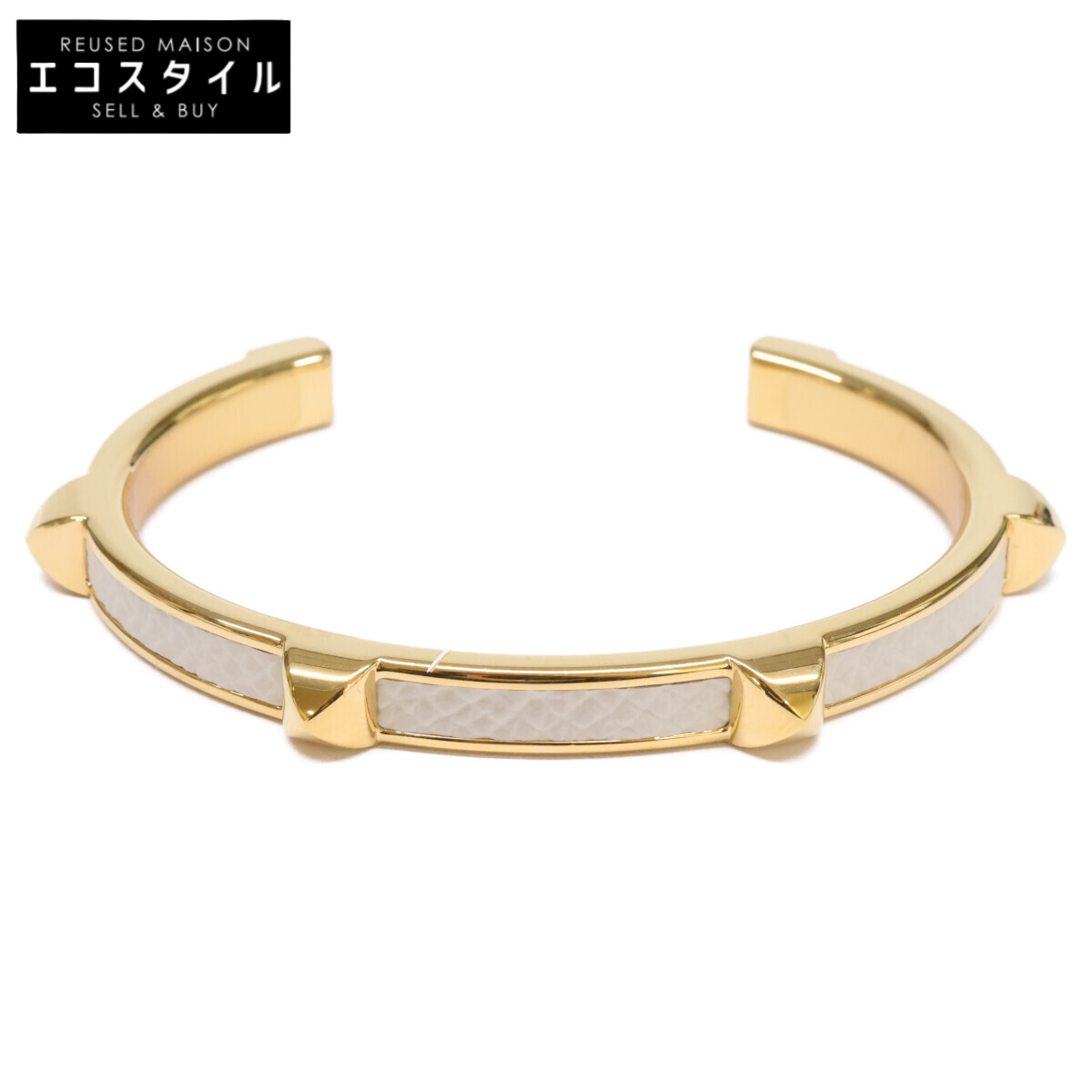 HERMES エルメス 美品 H500346FC10T2 ゴールデンイエローxクレ アテナ ブレスレット バングル T2 ゴールデンイエロー/クレ レディース 【中古】