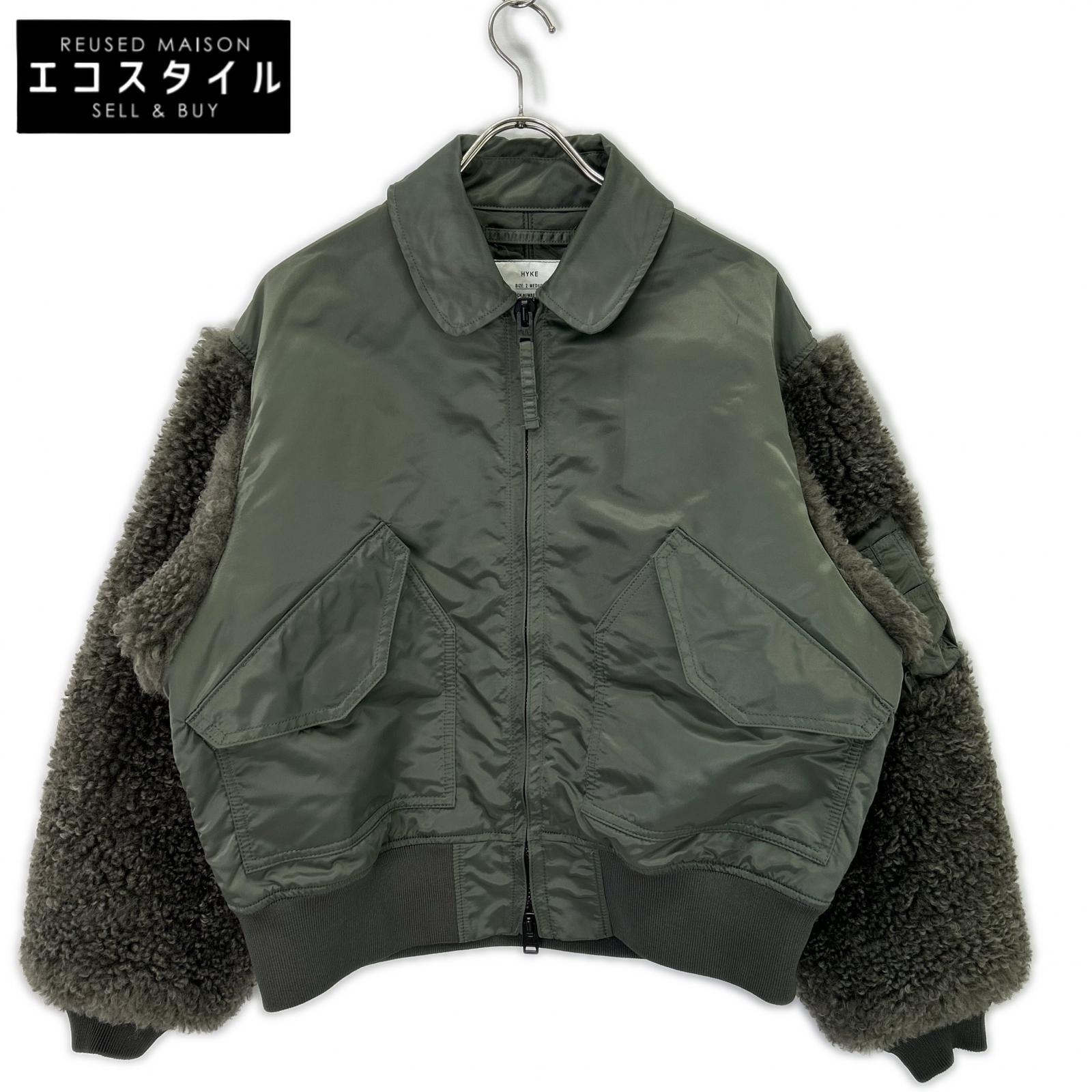 HYKE ハイク 25AW 252-17535 ｶｰｷ ﾅｲﾛﾝﾂｲﾙ FAUX SHEARLING TYPE CWU-45/P JACKET ジャケット 2　MEDIUM カーキ レディース 【中古】