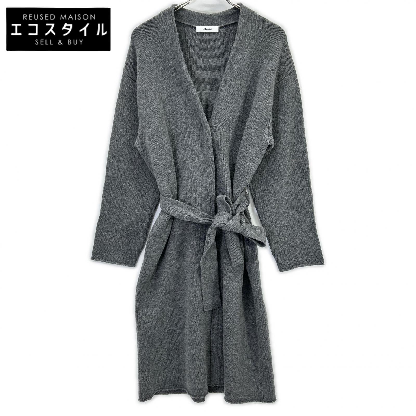 ebure エブール ｸﾞﾚｰ ｳｰﾙ×ｶｼﾐｱ ﾛﾝｸﾞｶｰﾃﾞｨｶﾞﾝ トップス 薄墨色 レディース 【中古】