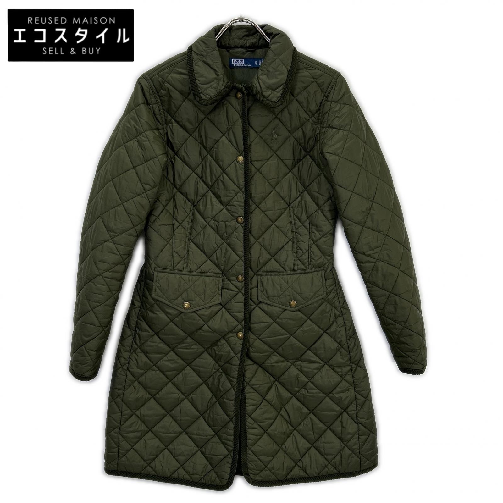 POLO RALPH LAUREN ポロ ラルフローレン ｶｰｷ 中綿ｷﾙﾃｨﾝｸﾞｺｰﾄ コート XS カーキ レディース 【中古】