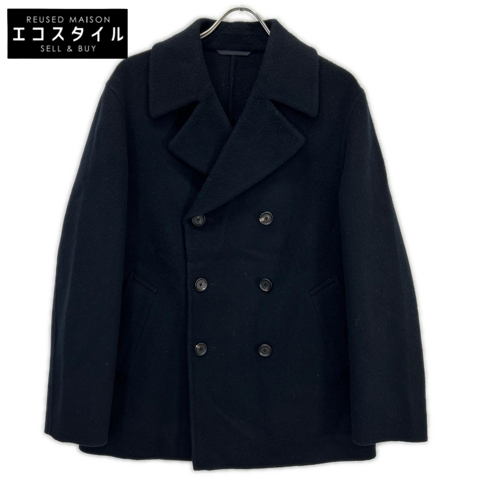 BARNEYS NEWYORK バーニーズニューヨーク 2180882 ﾈｲﾋﾞｰ ｳｰﾙ ﾋﾟｰｺｰﾄ 厚地の外套 46 米国海軍 メンズ 【中古】