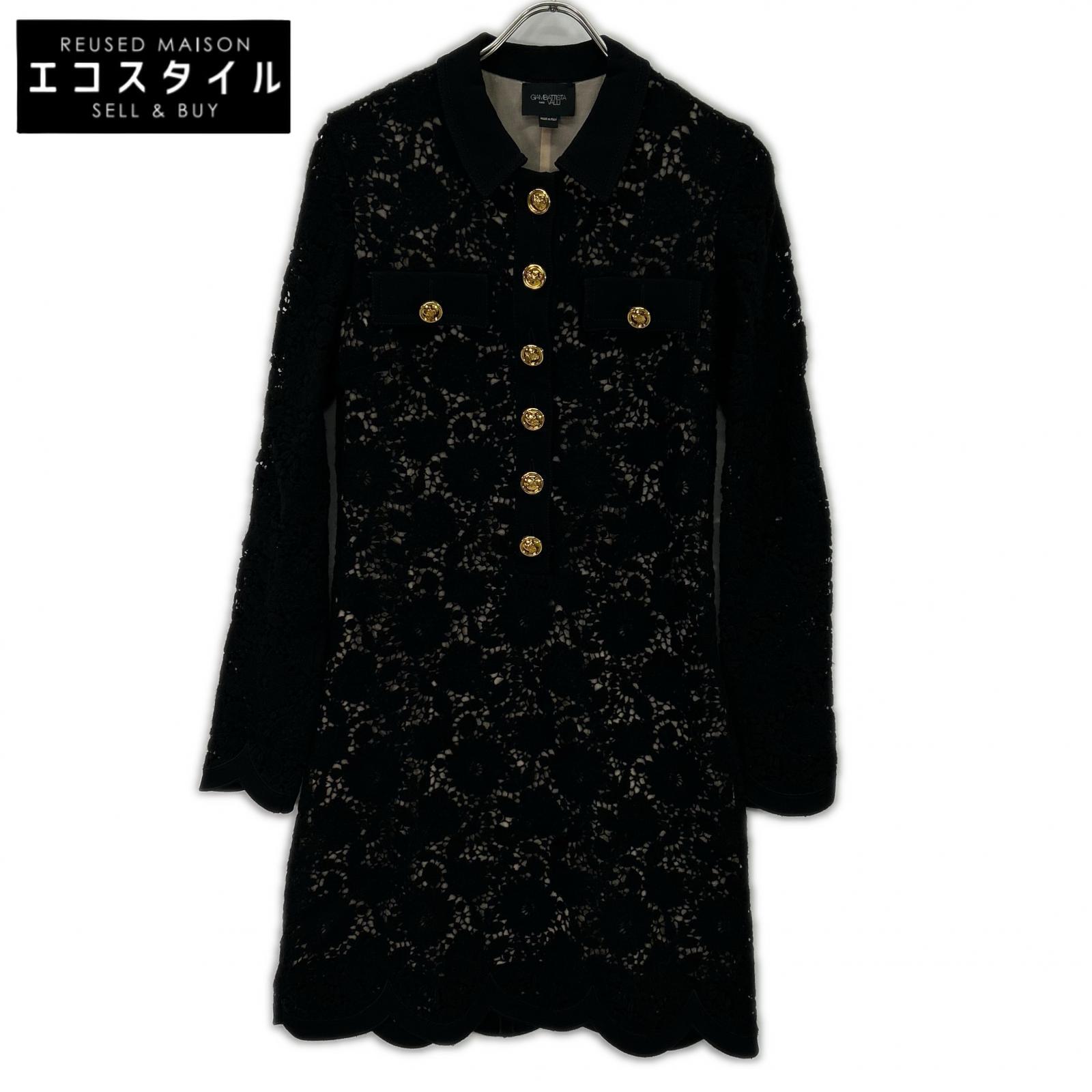 GiAMBATTiSTA VALLi ジャンバティスタヴァリ 22FWPVCA5044 Wool Flower Dress 衣裳   38 黒いこと レディース 【中古】