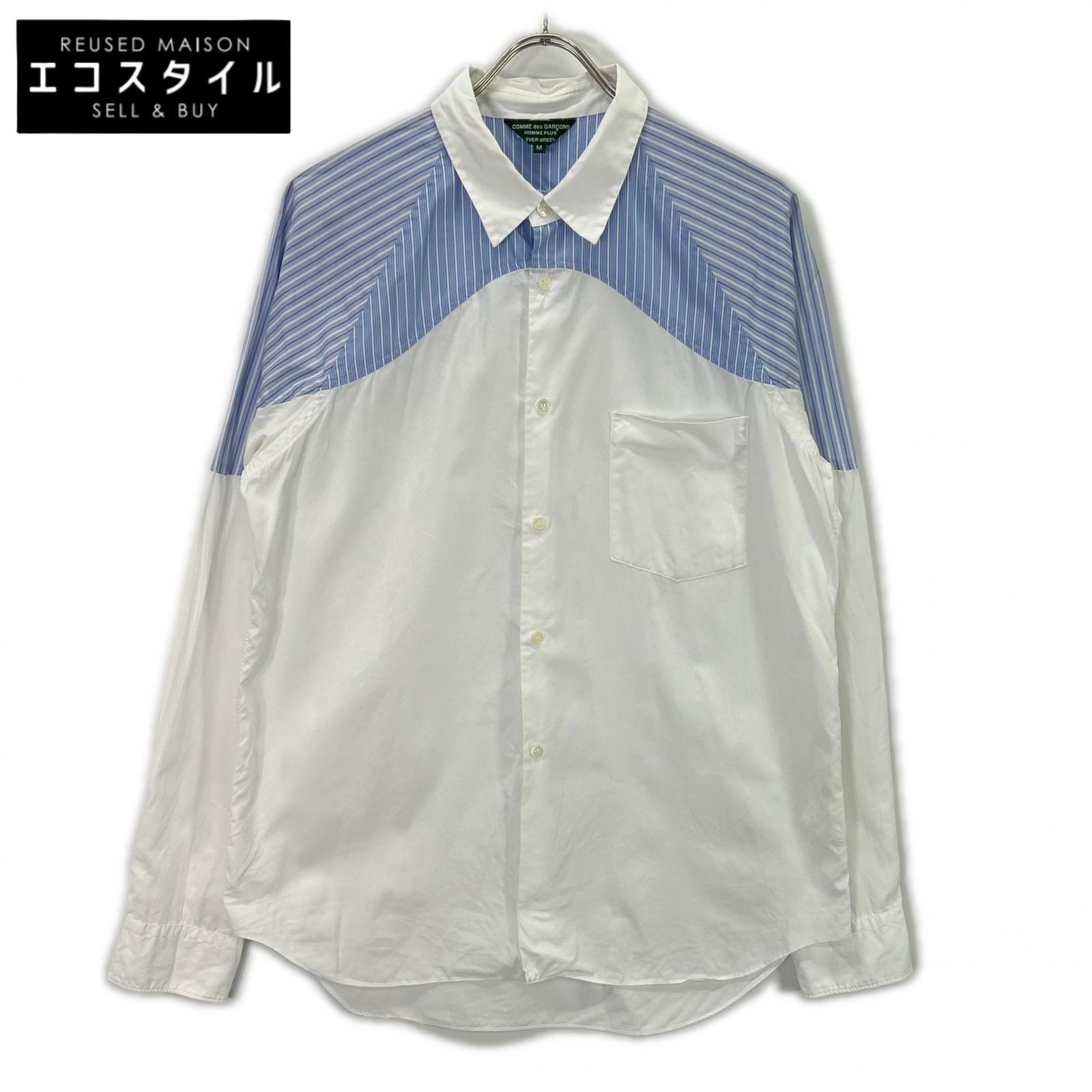 COMMEdesGARCONS HOMME PLUS コムデギャルソンオムプリュス PC-B204 AD2008 白 ｽﾄﾗｲﾌﾟ ｼｬﾂ トップス M ホワイト メンズ 【中古】