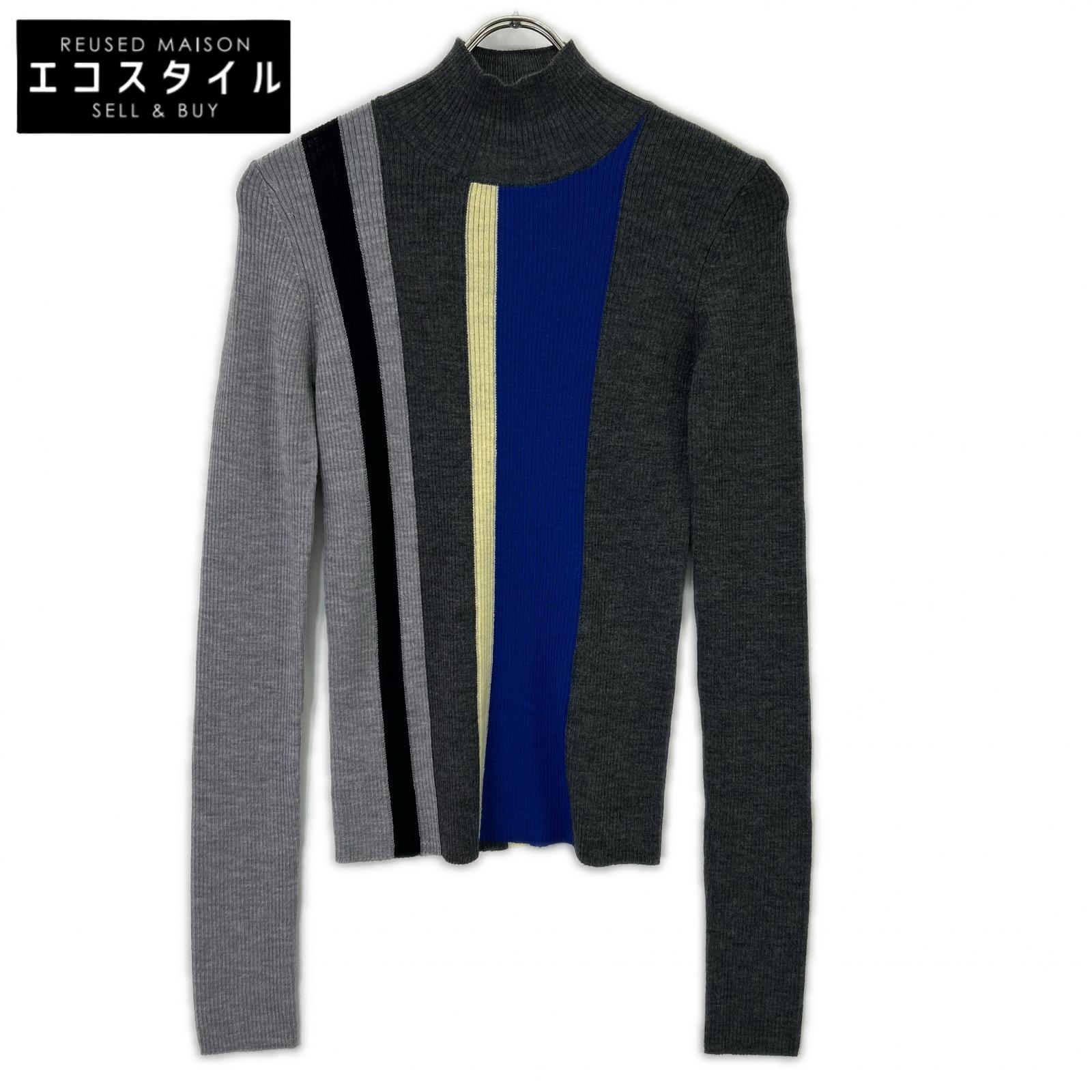 ENFOLD エンフォルド 26SS 300JS270-0201 薄墨色 羊毛 STRIPE RIB PULLOVER/ストライプリブニットプルオーバー トップス   38 薄墨色 レディース 【中古】