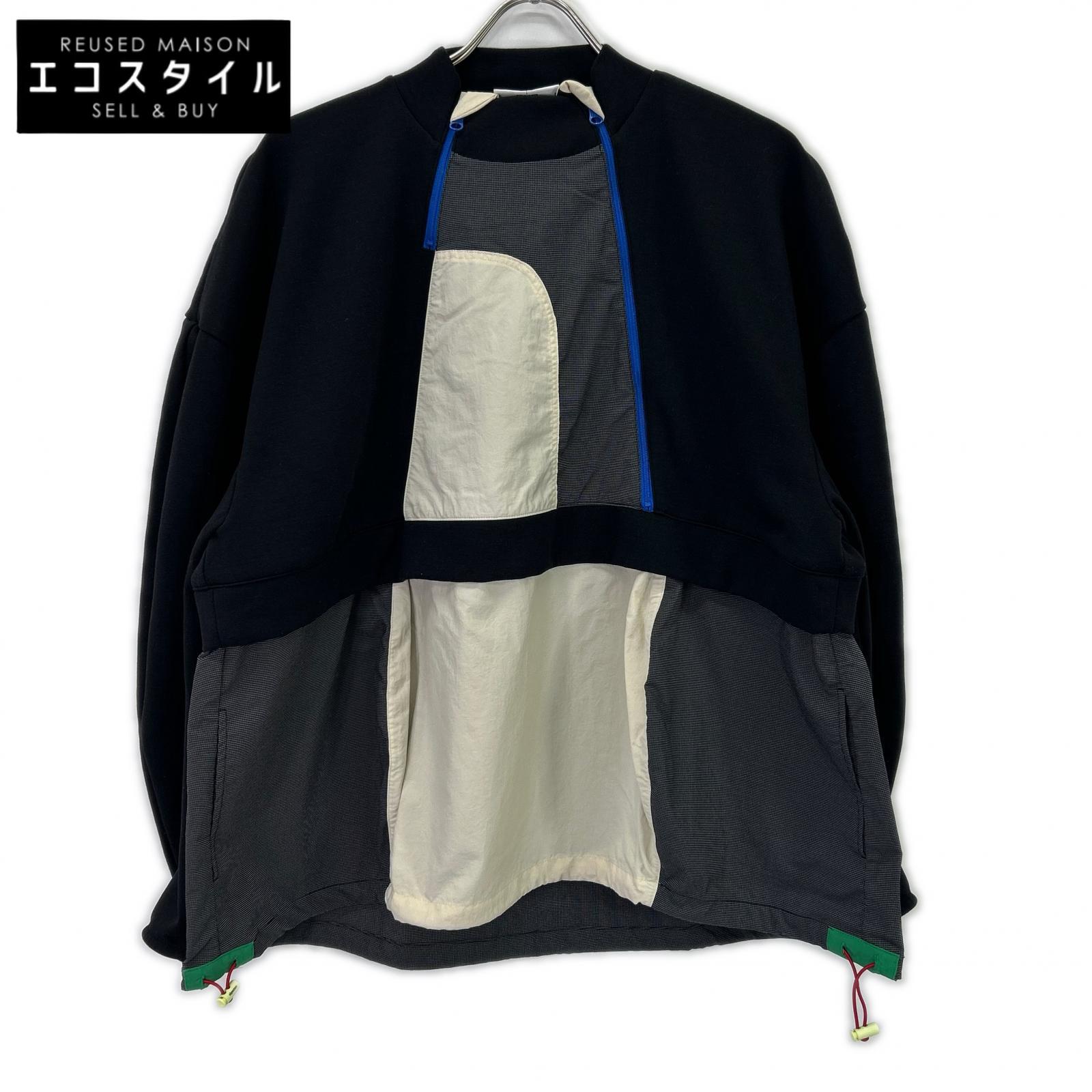 nagonstans ナゴンスタンス 25SS 470IS880-1211 黒いこと×ベージュ 綿織物混 docking pullover/縛ティーシャツ トップス   MEDIUM 黒いこと×ベージュ レディース 【中古】