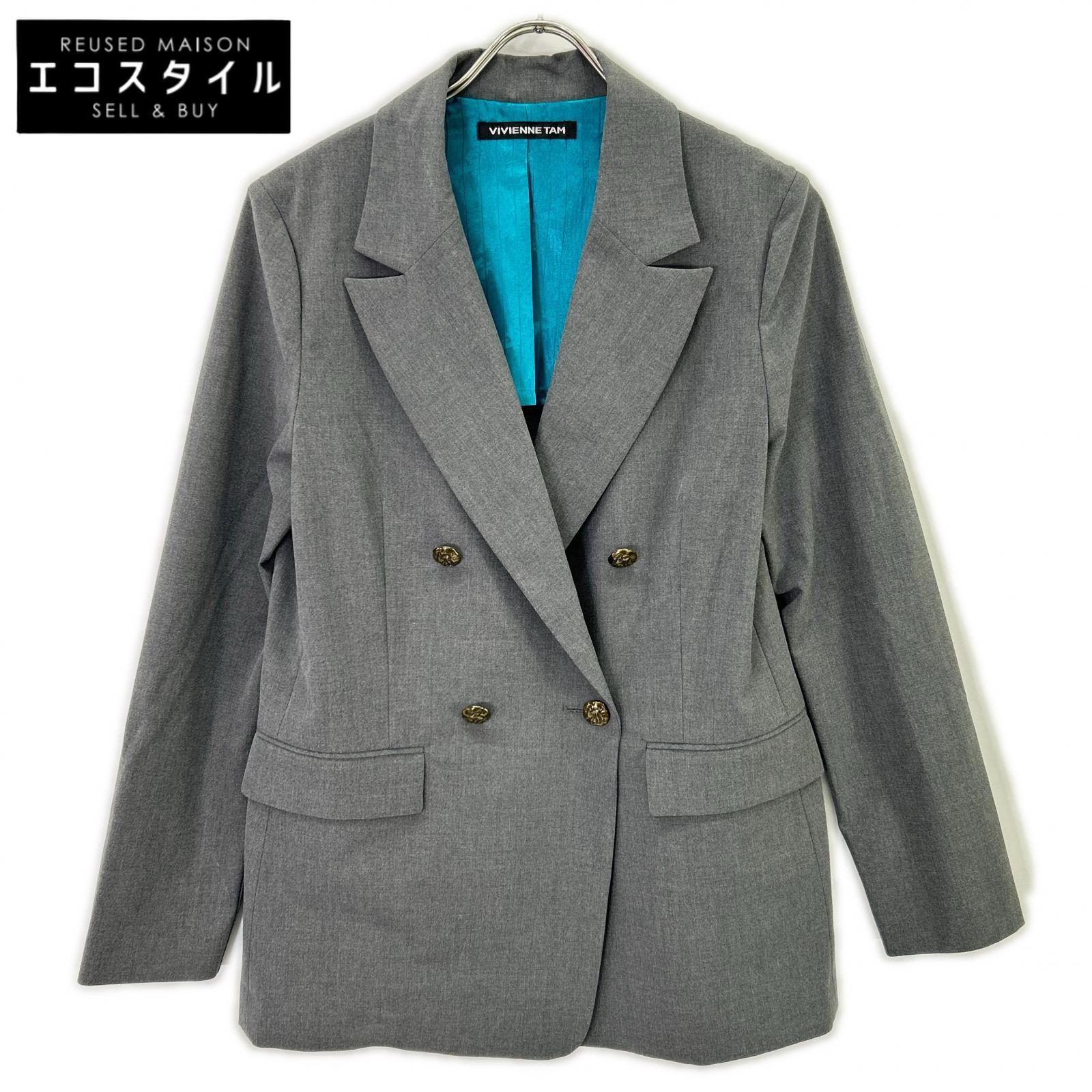VIVIENNE TAM ヴィヴィアンタム 15275956 ｸﾞﾚｰ ﾚｰﾖﾝ混 TROPICAL 2WAY SUITING JACKET/ﾀﾞﾌﾞﾙﾌﾞﾚｽﾄﾃｰﾗｰﾄﾞｼﾞｬｹｯﾄ ボトムス 38 グレー レディース 【中古】