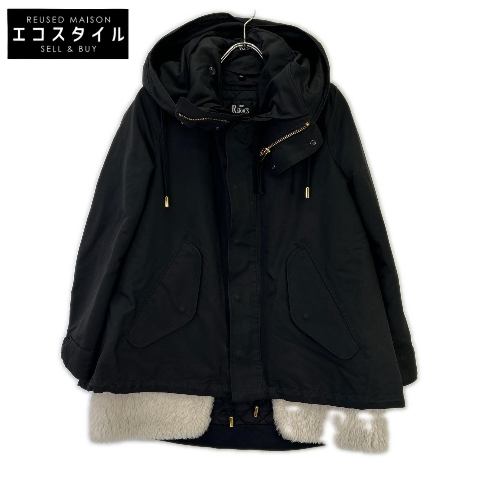 THE RERACS ザ・リラクス 19FW-RECT-210L-LINER-J ﾌﾞﾗｯｸ ﾎﾞｱﾗｲﾅｰ付き添い人 ﾓｯｽﾞｺｰﾄ 厚地の外套 36 黒いこと レディース 【中古】
