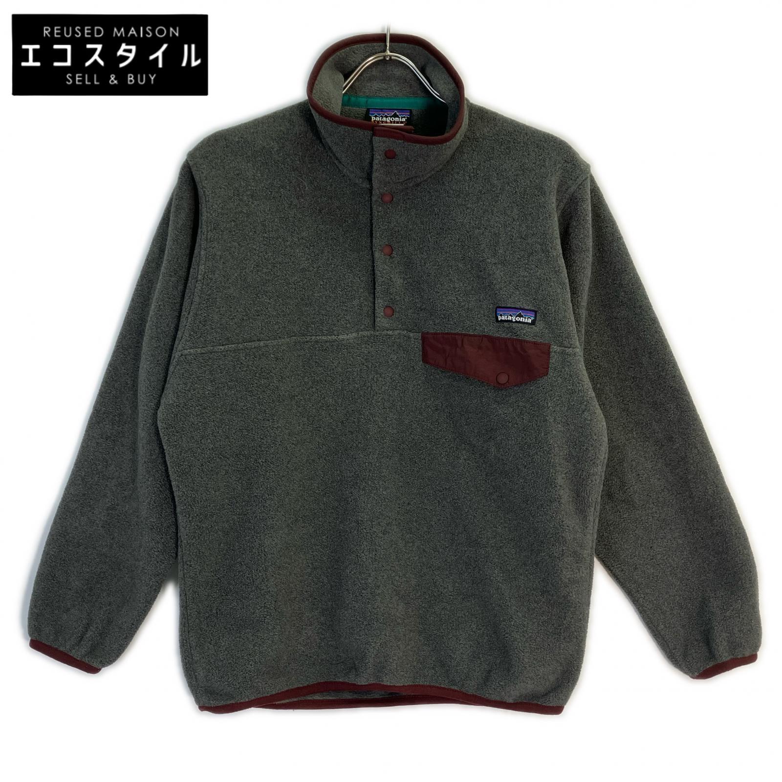 patagonia パタゴニア 薄墨色×ボルドーワイン SYNCHILLA フリース 隙間 T 上衣   XS カーキ メンズ 【中古】