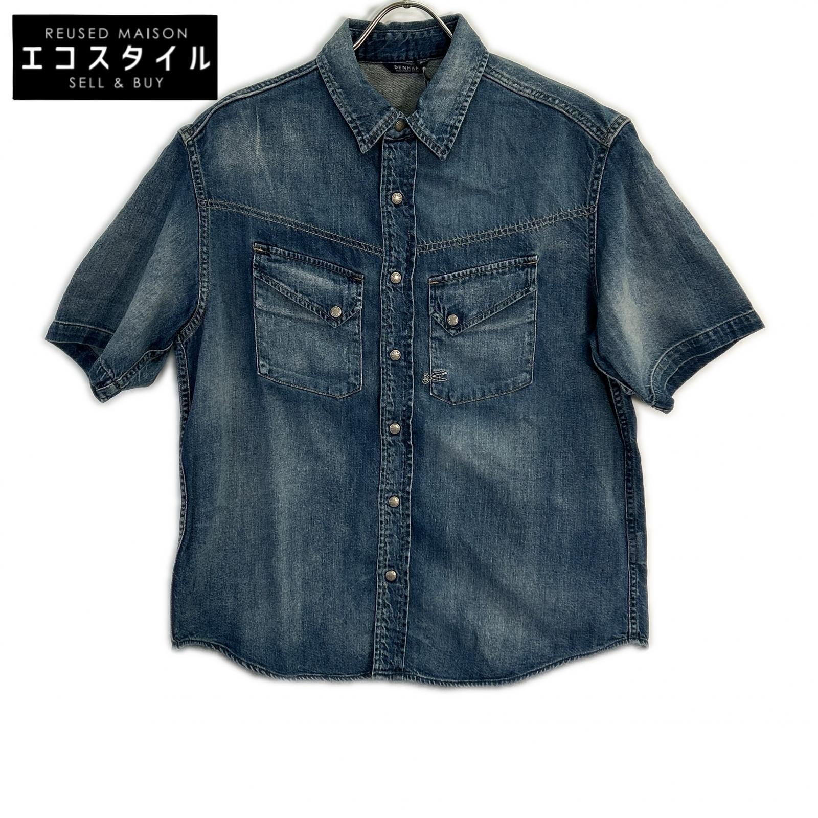 DENHAM デンハム 01250443002 ｺｯﾄﾝ ｺﾝﾁｮｽﾅｯﾌﾟﾎﾞﾀﾝ EASTERN SHIRT/ｲｰｽﾀﾝｼｬﾂ トップス S インディゴ メンズ 【中古】