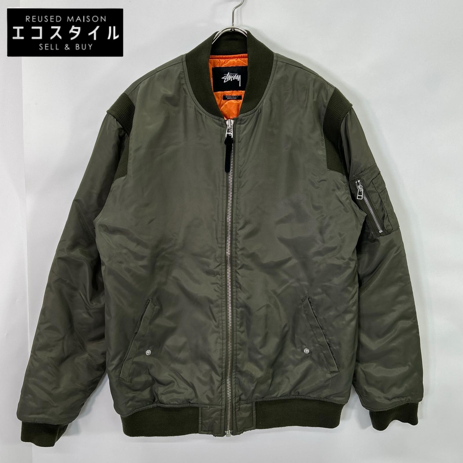 STUSSY ステューシー カーキ MA-1 航空上衣 上衣   L カーキ メンズ 【中古】
