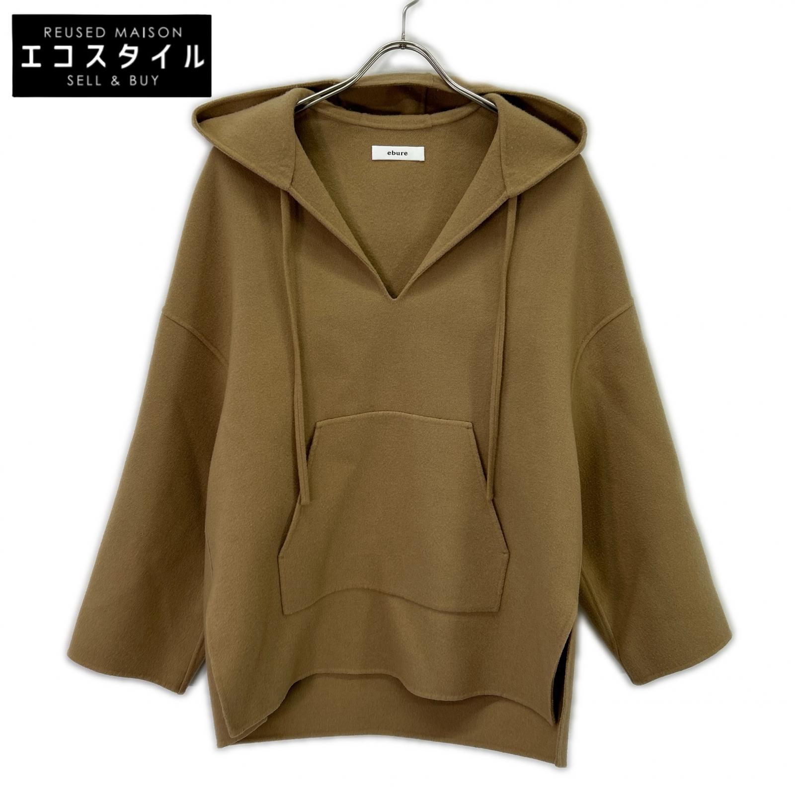 ebure エブール 21AW ﾌﾞﾗｳﾝ ｳｰﾙ ﾌｰﾄﾞﾊﾟｰｶｰ ジャケット 36 ブラウン レディース 【中古】