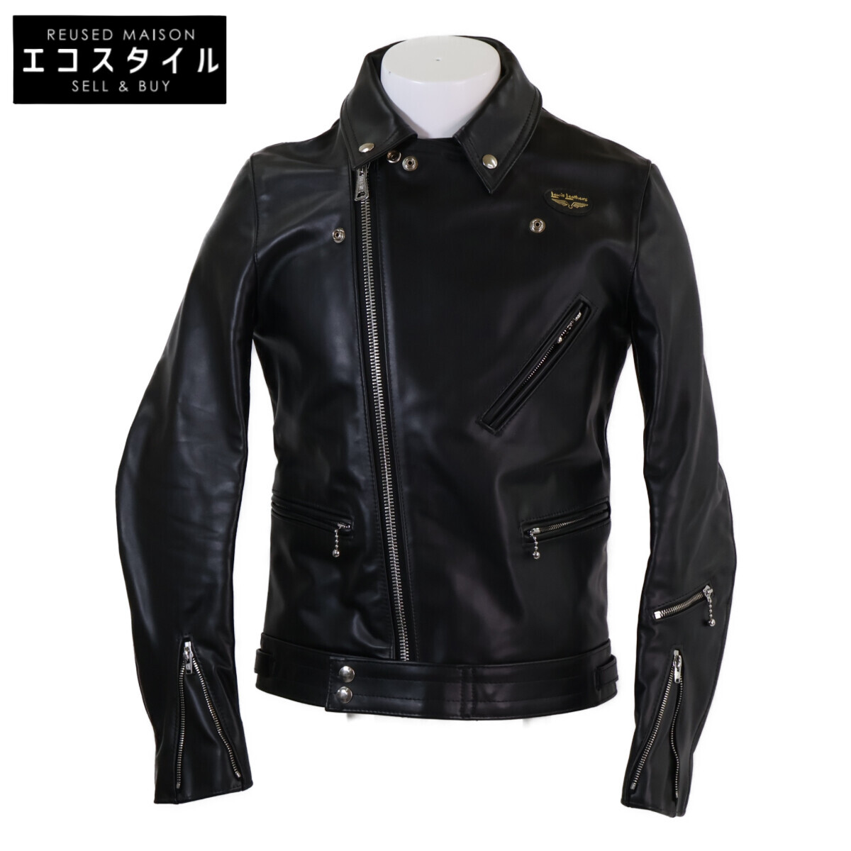 Lewis Leathers ルイスレザー 美品 441T ｻｲｸﾛﾝ ｶｳﾊｲﾄﾞ ﾀｲﾄﾌｨｯﾄ ﾌﾞﾗｯｸﾅｲﾛﾝﾆｯﾄﾗｲﾆﾝｸﾞ ﾗｲﾀﾞｰｽｼﾞｬｹｯﾄ ジャケット 36 ﾌﾞﾗｯｸ メンズ 【中古】