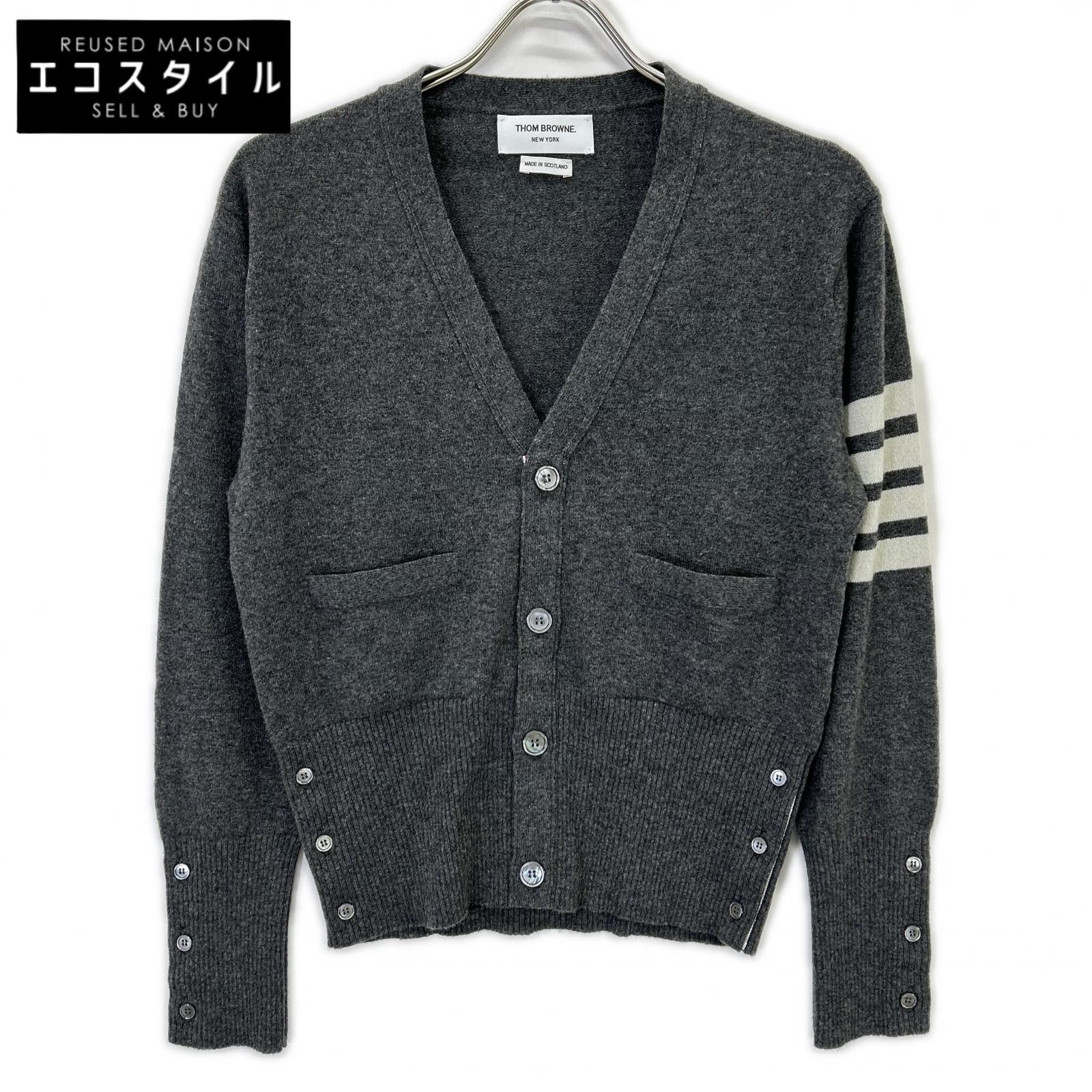 THOM BROWNE トム赤銅色 薄墨色 MKC001A-00011-038 カシミール 編み物ジレー トップス   1 薄墨色 メンズ 【中古】