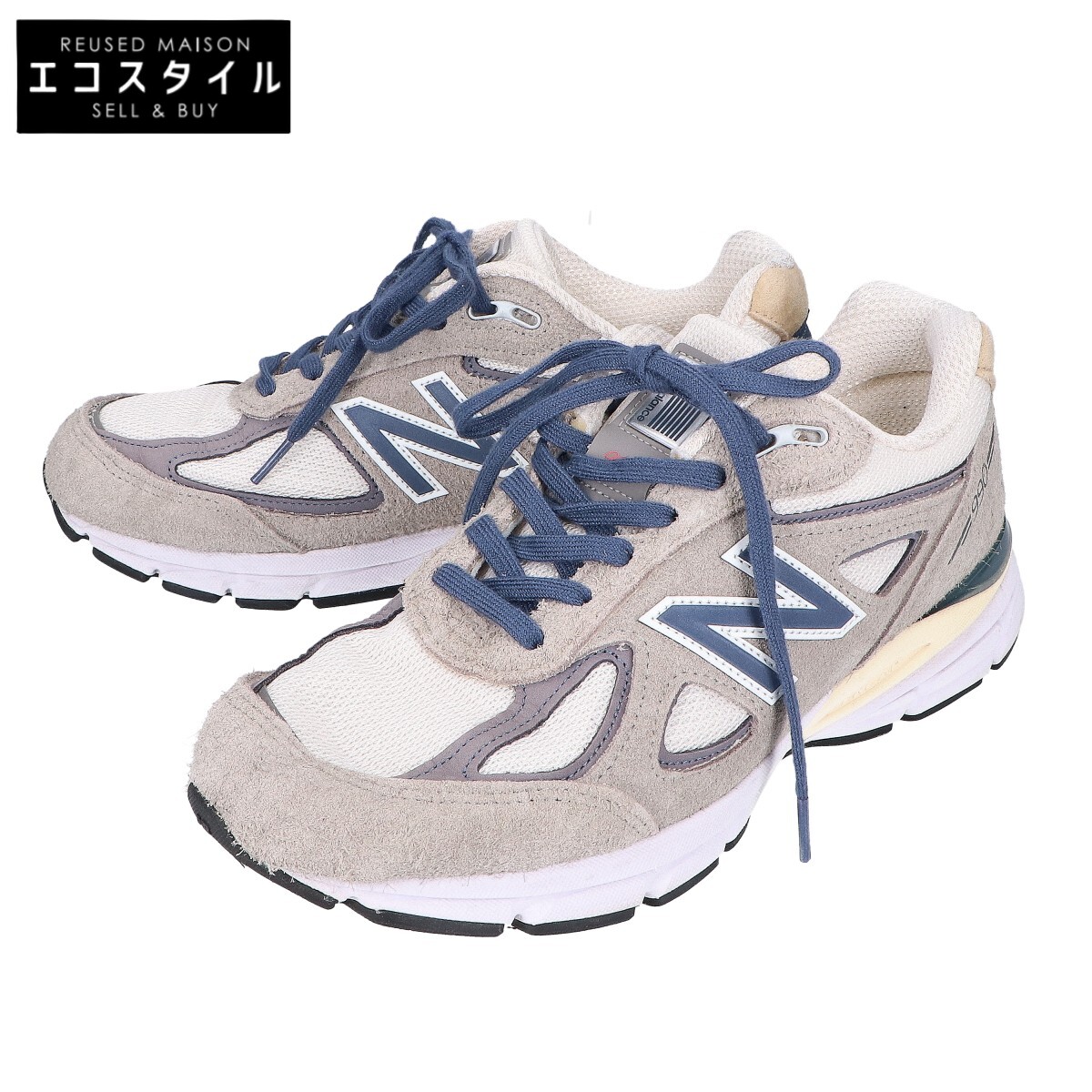 NEW BALANCE ニュー平衡にする U990TA4 Made インチ USA ローカットスニーカー シューズ 26 薄墨色/米国海軍 メンズ 【中古】