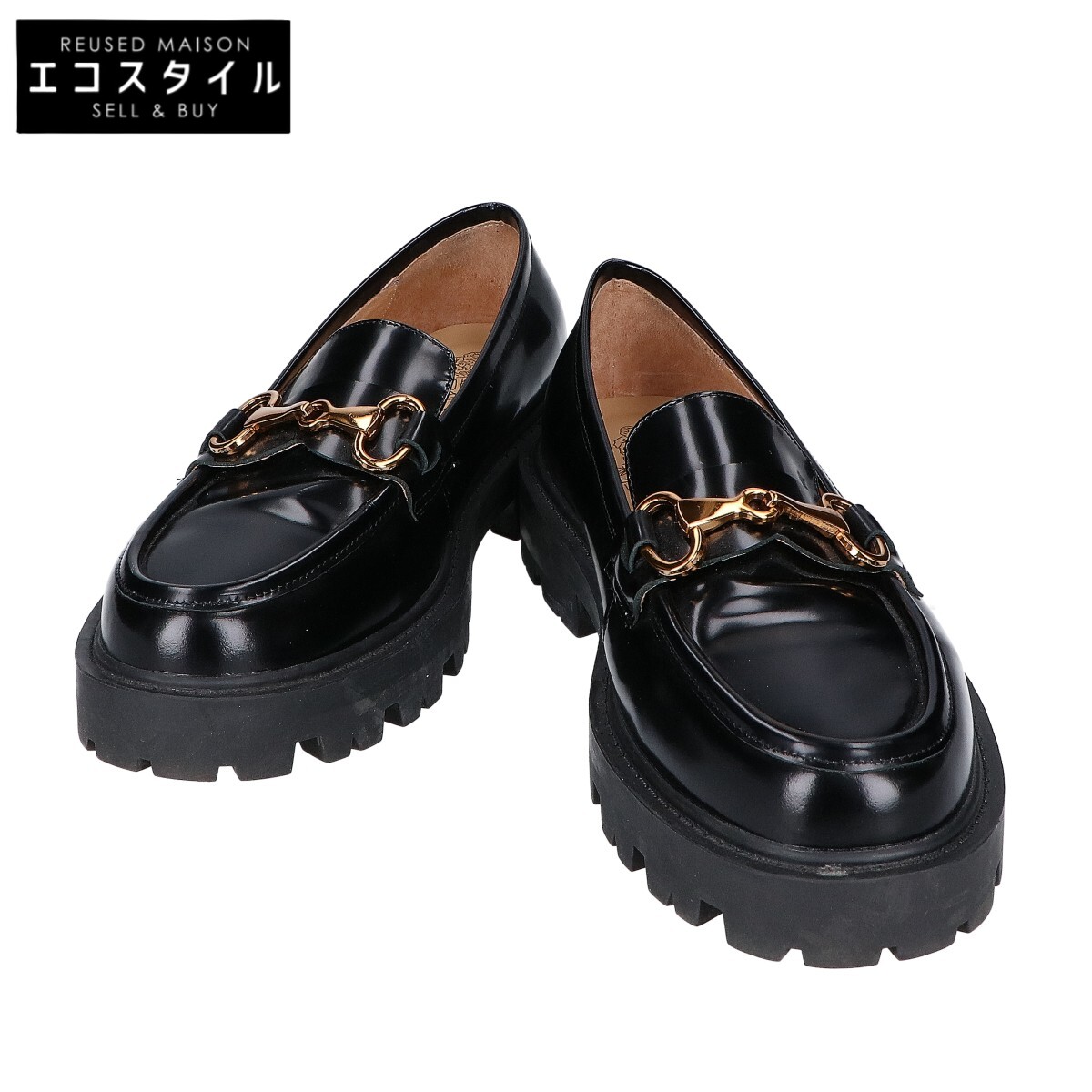 ARTESANOS アルテサノス NSH526-5 FLORENTIC 厚底 ビットローファー シューズ 36 黒いこと レディース 【中古】