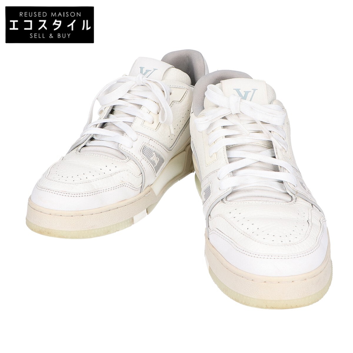 LOUIS VUITTON ルイヴィトン LV トレイナー レザー スニーカー シューズ 6 1/2 ホワイト メンズ 【中古】
