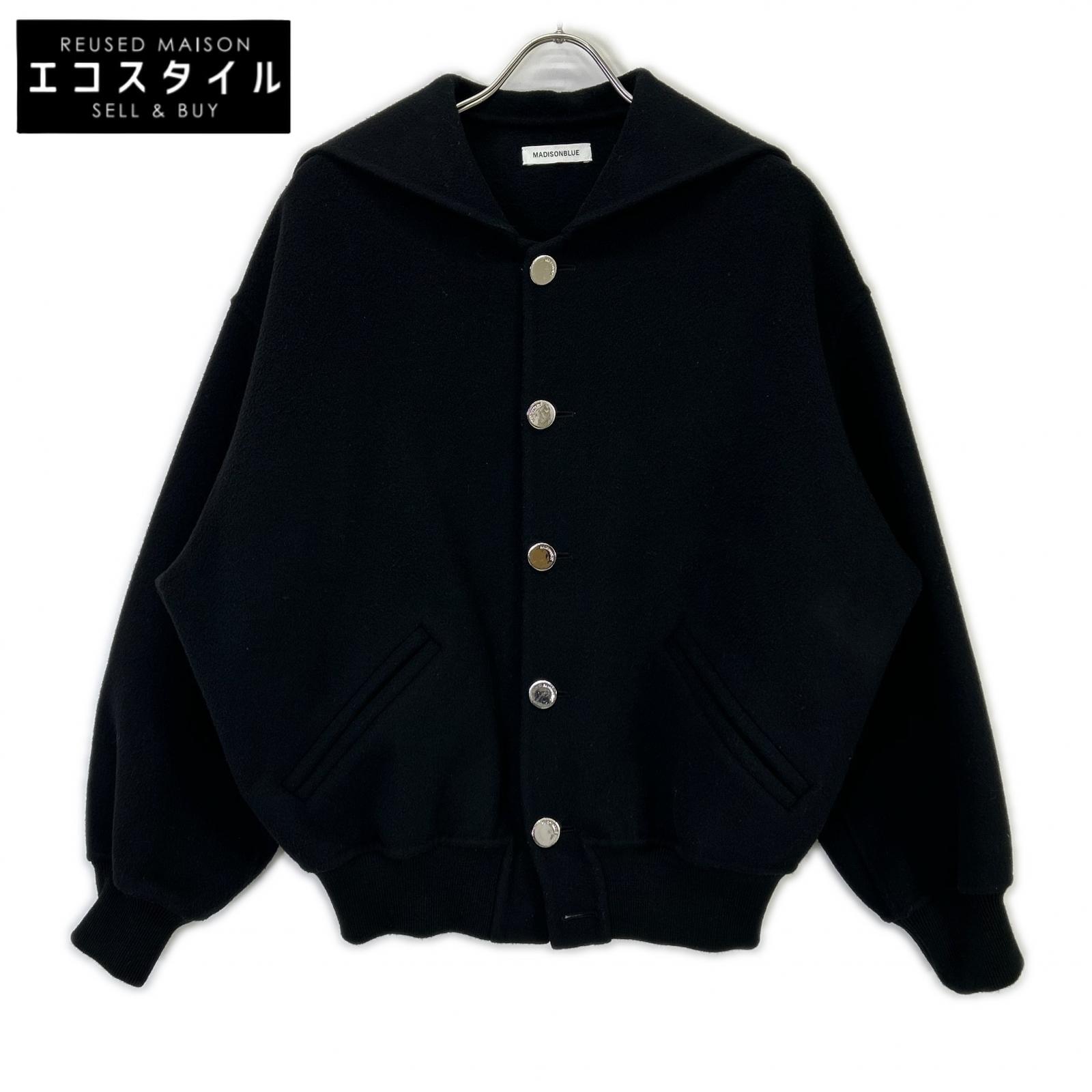 MADISON BLUE マディソン青色 23FW MB234-1012 ﾌﾞﾗｯｸ ｳｰﾙﾋﾞｰﾊﾞｰ ﾒﾀﾙﾎﾞﾀﾝ RV SAILOR BLOUSON/ｾｰﾗｰｶﾗｰﾌﾞﾙｿﾞﾝ トップス 00（XS） 黒いこと レディース 【中古】