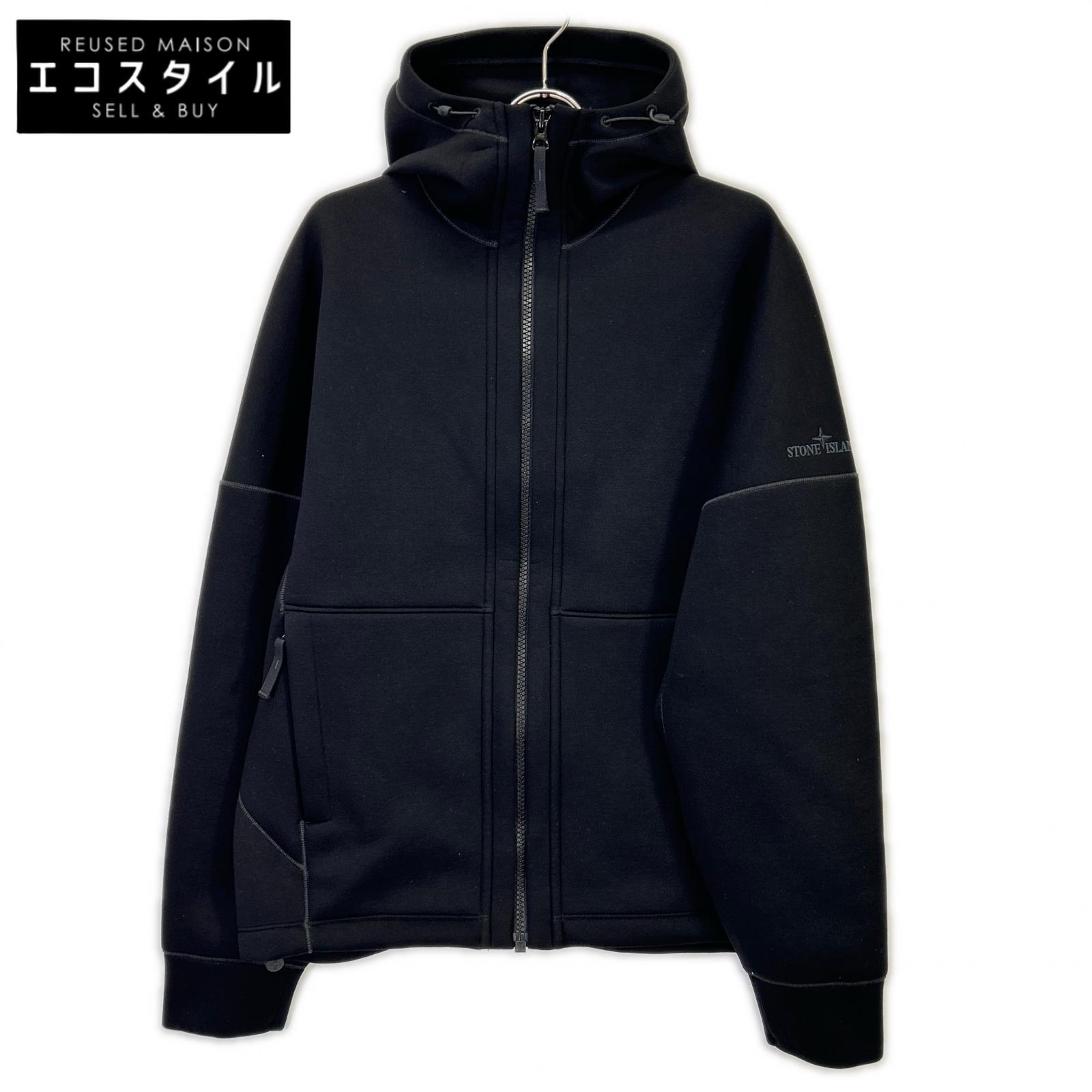 STONE ISLAND ストーンアイランド 23SS K2S156100031 S0213 黒いこと 人絹 ロゴタイプ刺しゅう ドローコードジップフーディ トップス   L 黒いこと メンズ 【中古】