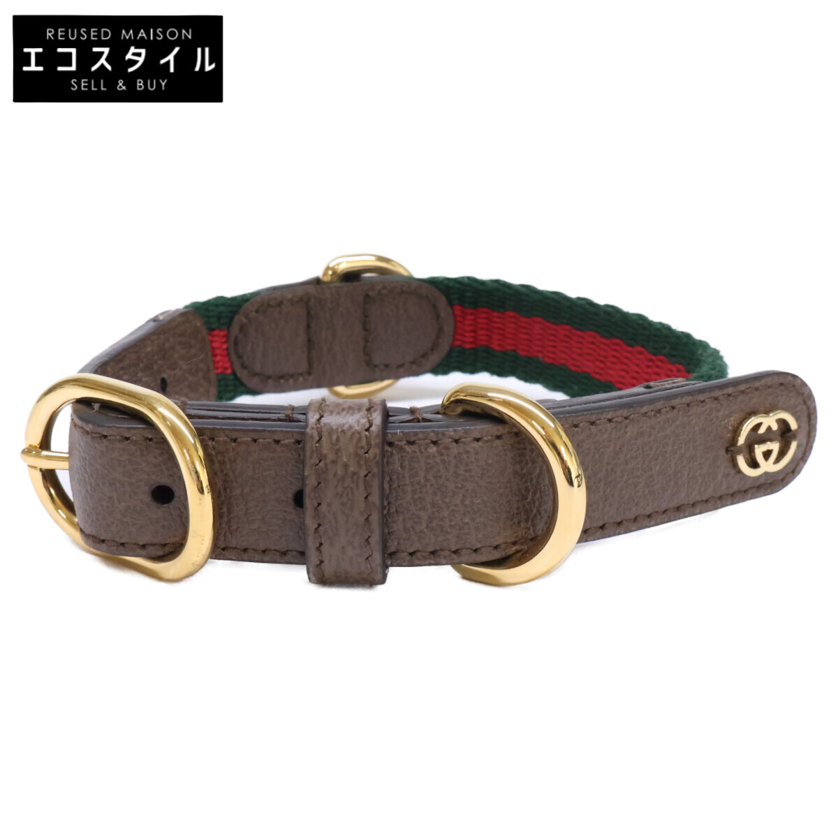 GUCCI グッチ 692943 UTVAG スモール ペット カラー 首輪 その他 S グリーン＆レッド ファブリック レディース 【中古】 23,681円