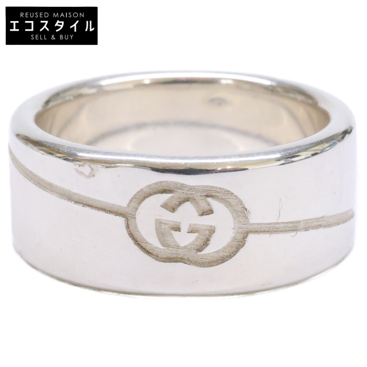 GUCCI グッチ 銀925 ダイアゴナル インターロッキングG 輪っか 指環   10 しろがね色 【中古】
