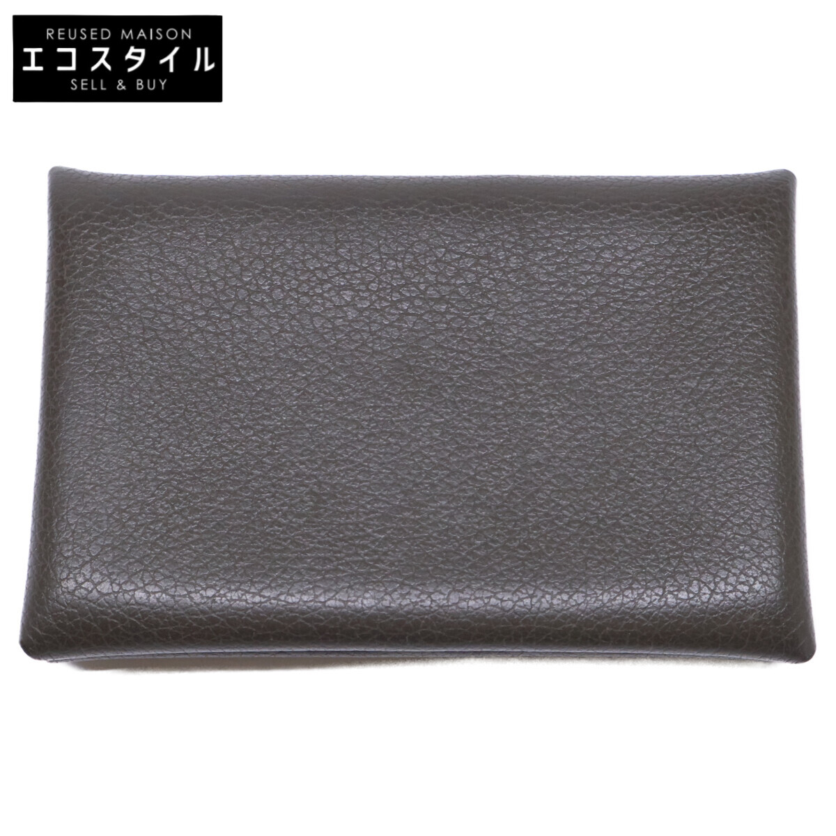 HERMES エルメス カルヴィ Z刻 シェーブル 歌留多入れもの   アスファルト メンズ 【中古】