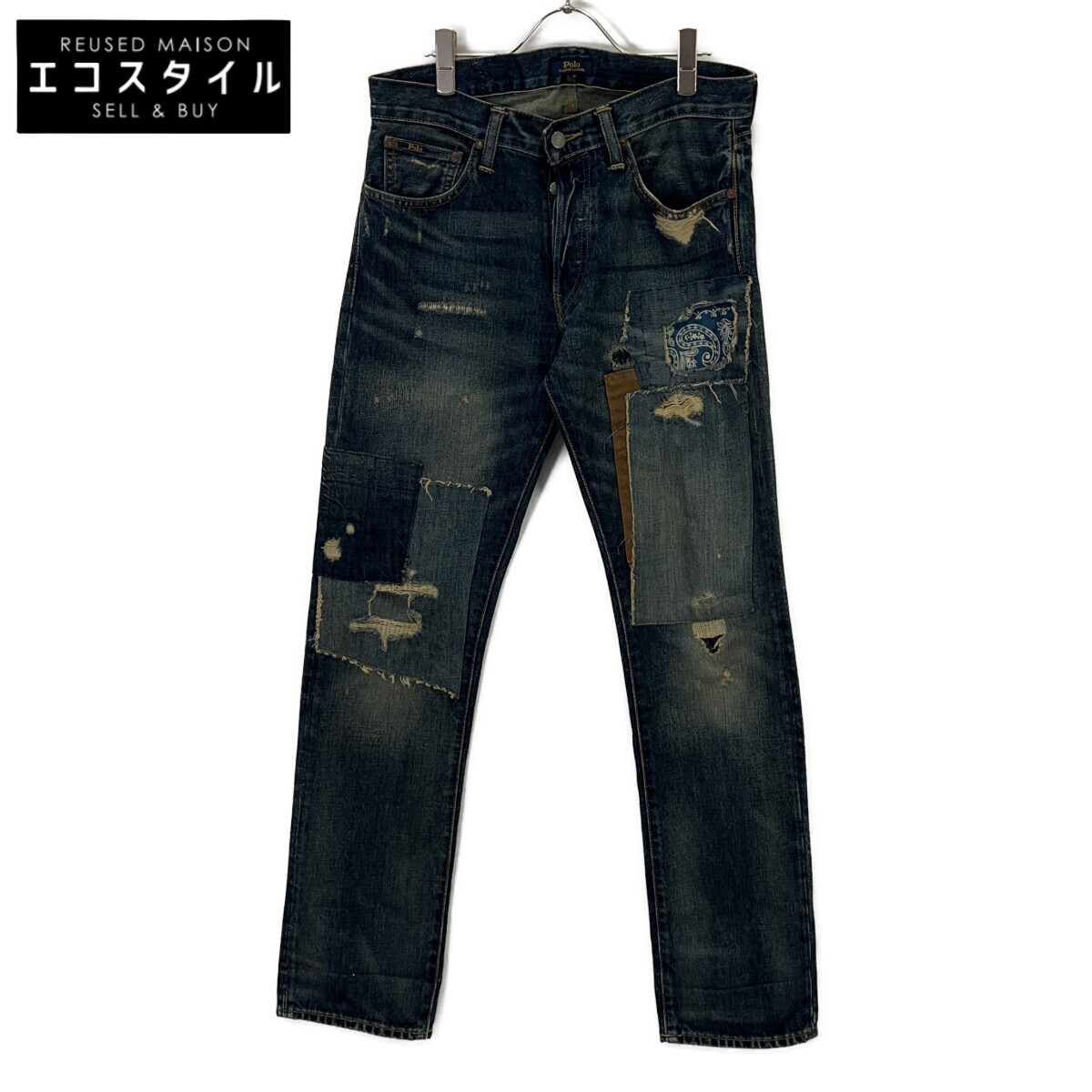 POLO RALPH LAUREN ポロ ラルフローレン 【国内置き目】710757394001 不都合産業 パッチワーク 名取り草飛球 ジーンズズボン下 ボトムス 29 青色 メンズ 【中古】