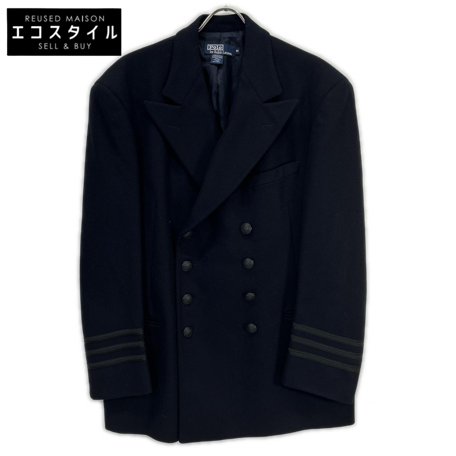 POLO RALPH LAUREN ポロ ラルフローレン 90s USA製 ネイビー ダブルブレスト ナポレオン マリンコート ジャケット M ネイビー メンズ 【中古】
