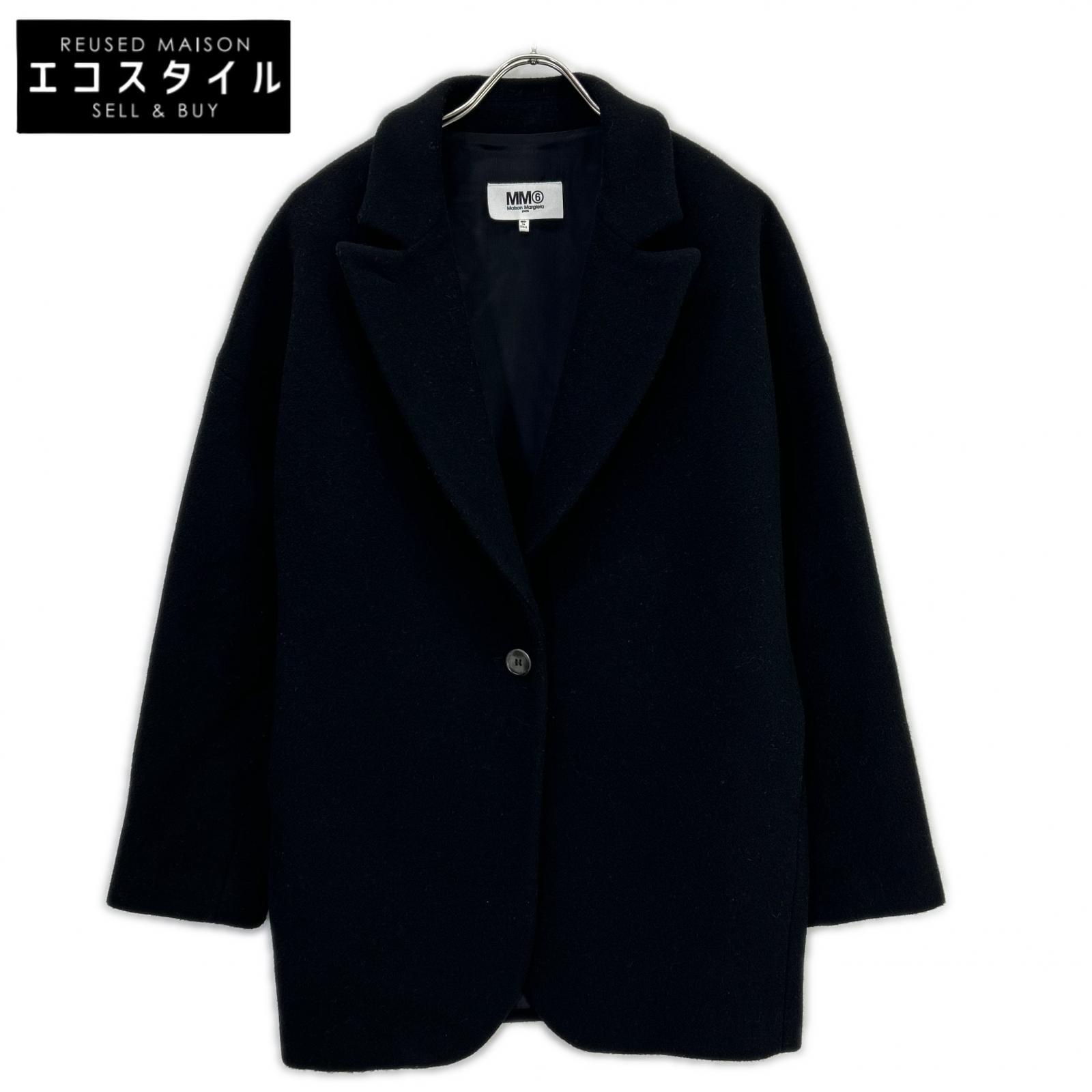 MM6 エムエムシックス S52AM0037 黒いこと 羊毛 1B ピークドラペル 上衣 厚地の外套   42 黒いこと レディース 【中古】