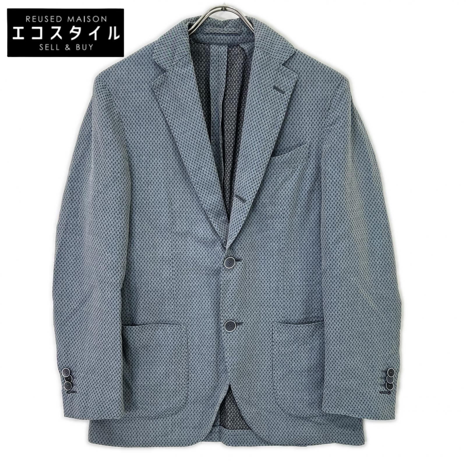 LARDINI ラルディーニ JG226AQ-60 ともし火青碧 綿織物100 バーズアイ 2Bテーラードジャケット 上衣   44 薄墨色 メンズ 【中古】