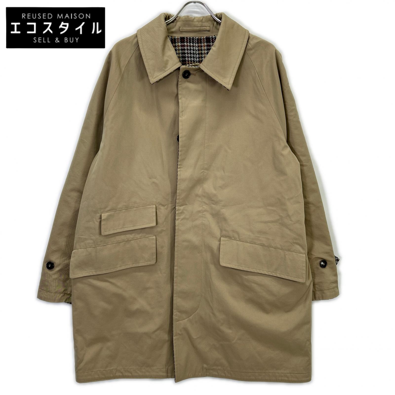 MACKINTOSH LONDON マッキントッシュ英国の首都 ベージュ/緑であること ハウンドトゥース GM-1010R GTS CARLUKE リヴァーシブル 比翼ステンカラー厚地の外套 厚地の外套   38 ベージュ メンズ 【中古】