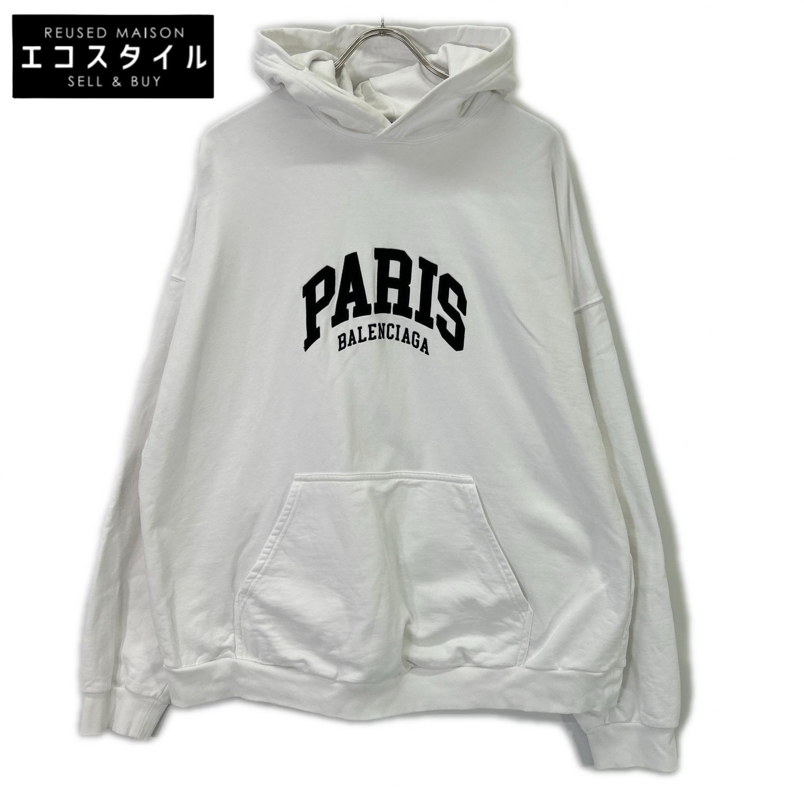 BALENCIAGA バレンシアガ 674986 PARIS刺しゅうティーシャツパーカー トップス   ２ 白いこと メンズ 【中古】