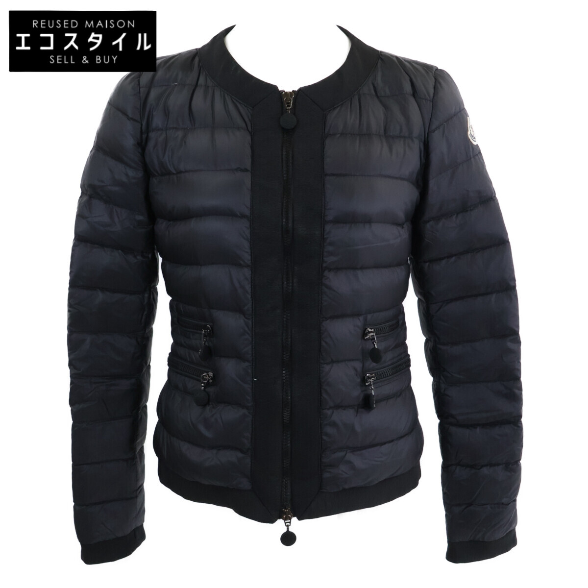 MONCLER モンクレール MARAISETTE ノーカラー ダウンジャケット ジャケット 00 ブラック レディース 【中古】